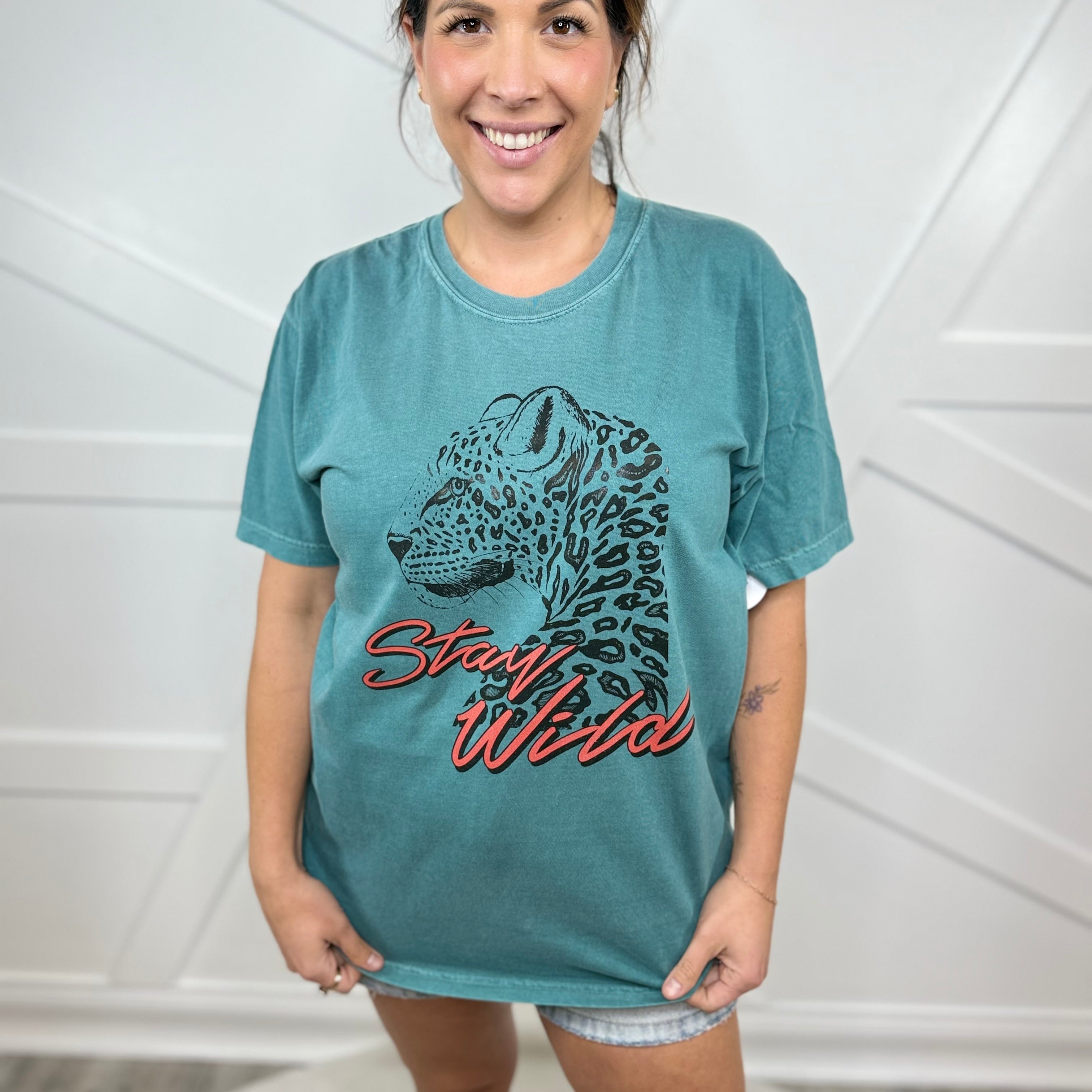 Stay Wild Graphic Tee-130 Graphic Tees-Heathered Boho-Heathered Boho Boutique, Women's Fashion and Accessories in Palmetto, FL