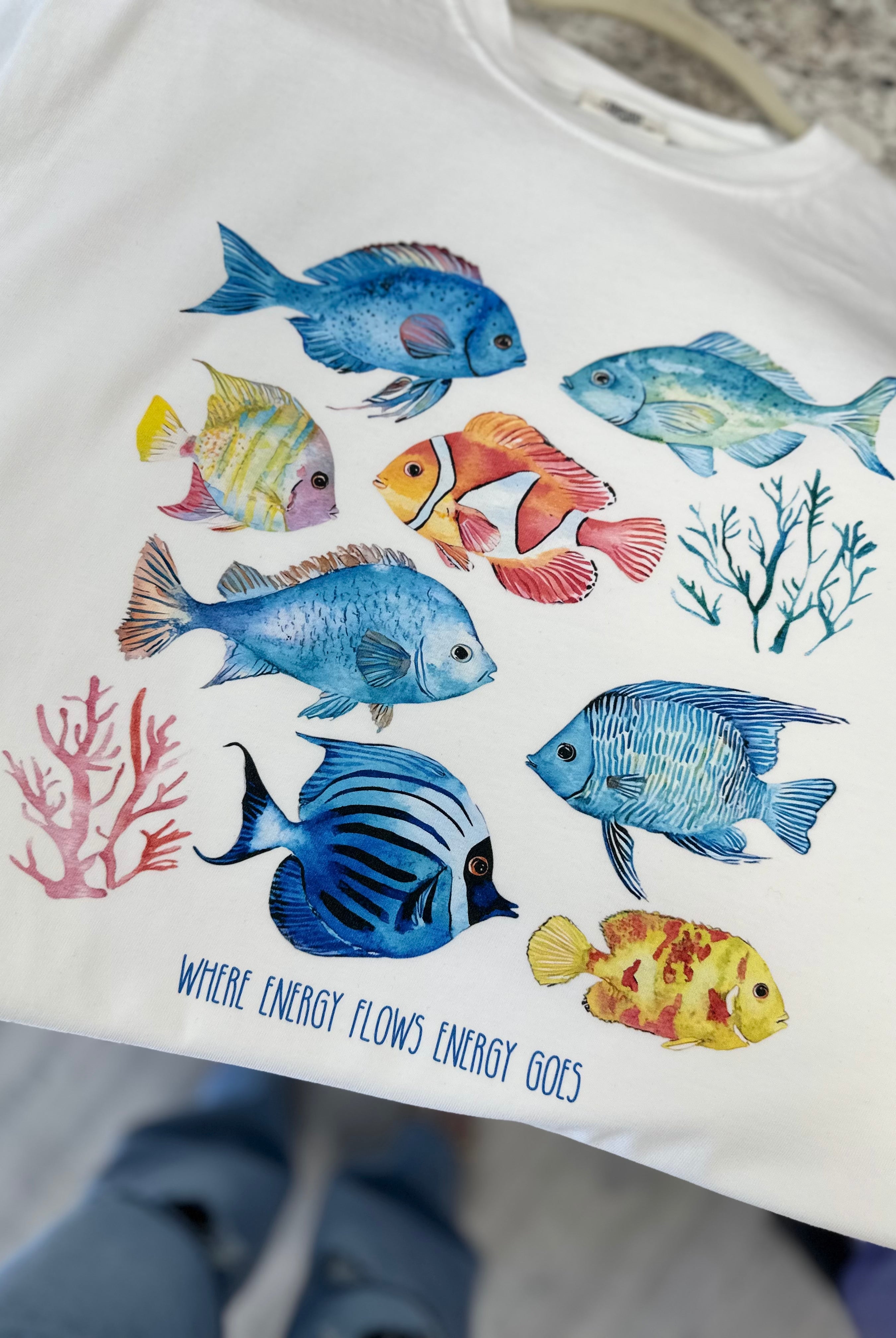 Energy Fish Graphic Tee-130 Graphic Tees-Heathered Boho-Heathered Boho Boutique, Women's Fashion and Accessories in Palmetto, FL