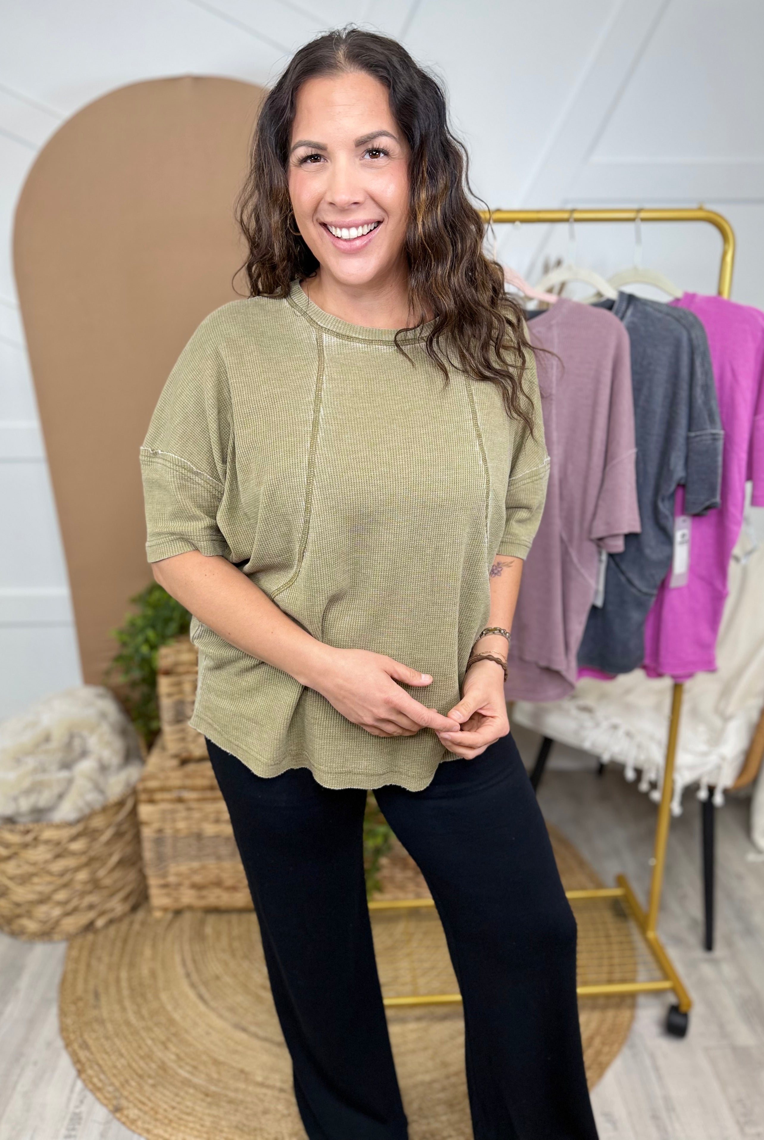 BLACK FRIDAY: Cross Pleat Yoga Pants-150 PANTS-MONO B-Heathered Boho Boutique, Women's Fashion and Accessories in Palmetto, FL