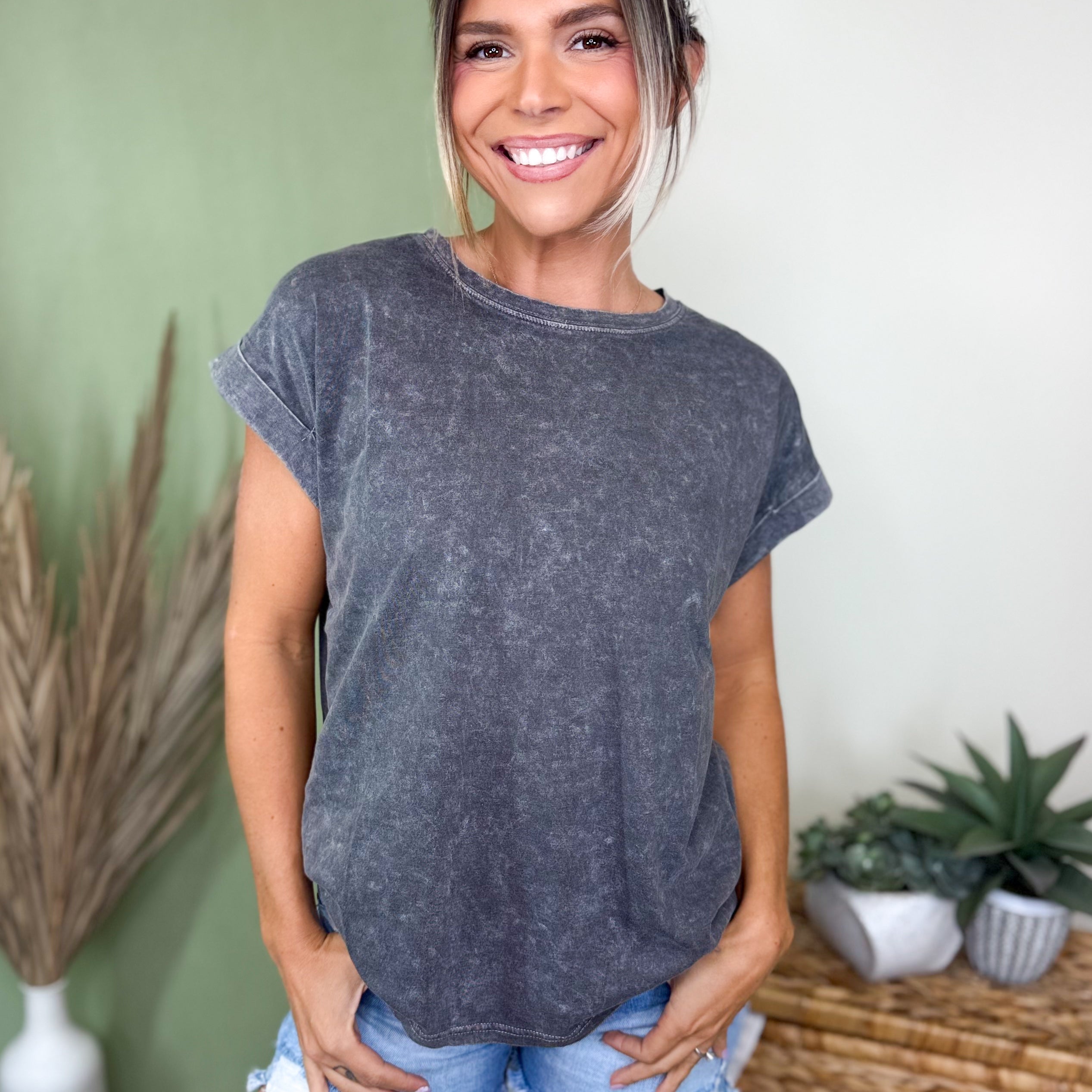 The Sunny Side Tee-110 SHORT SLEEVE TOP-ZENANA-Heathered Boho Boutique, Women's Fashion and Accessories in Palmetto, FL