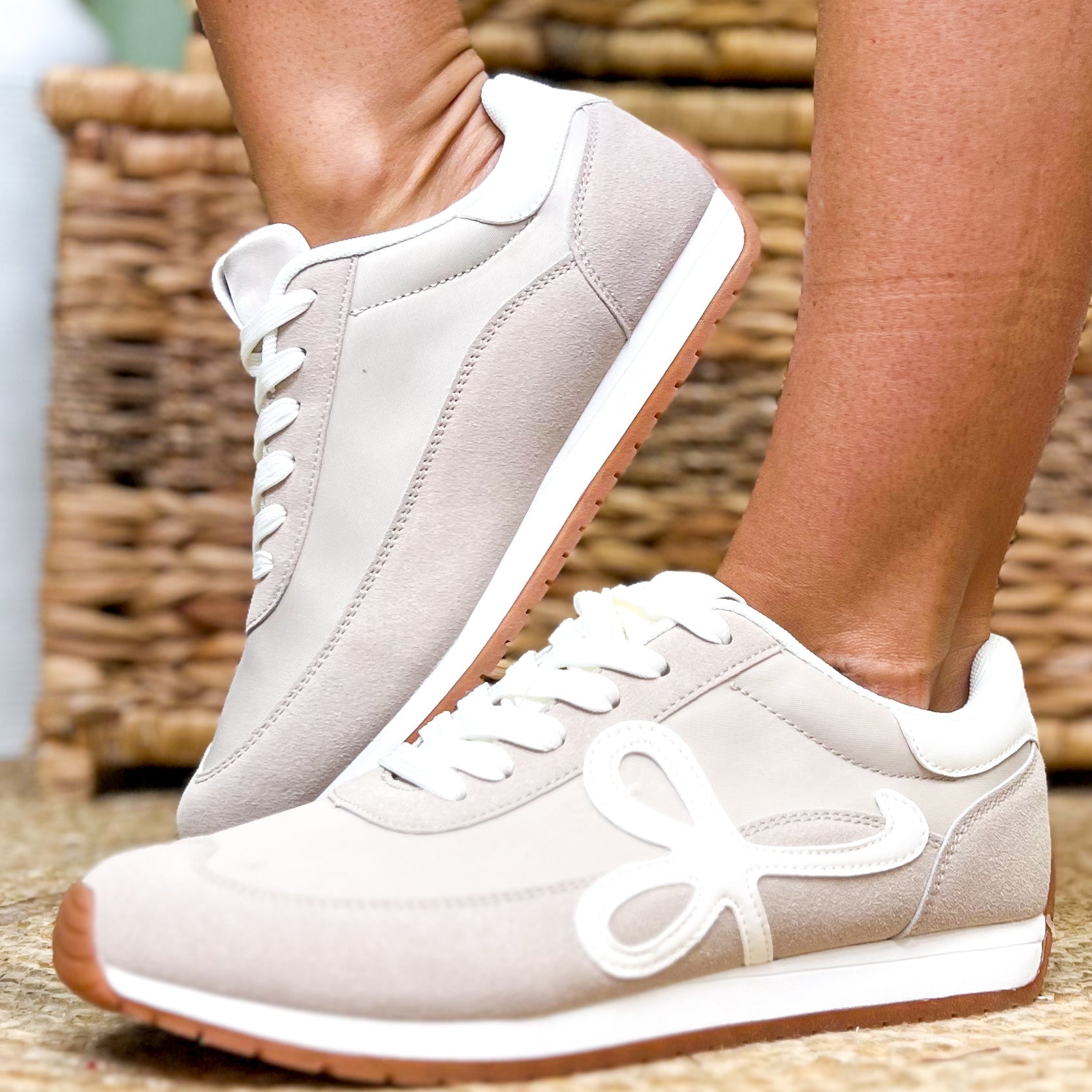 Enchanted Sneakers - Beige-350 SHOES-BERNESS-Heathered Boho Boutique, Women's Fashion and Accessories in Palmetto, FL