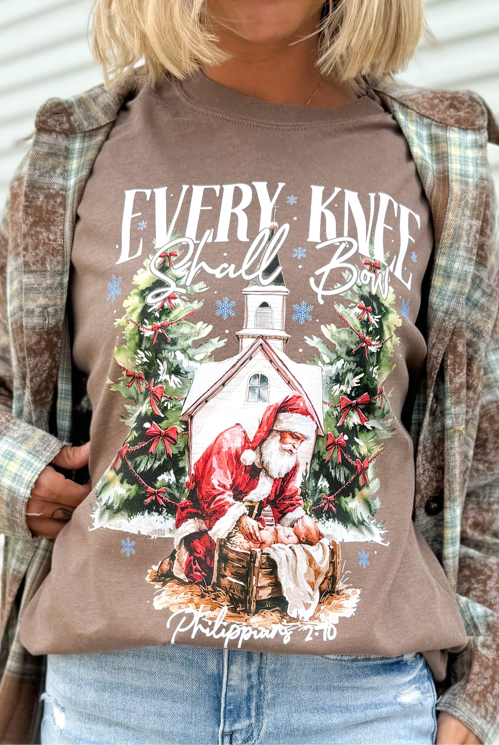 Santa Nativity Graphic Sweatshirt-130 Graphic Tees-Heathered Boho-Heathered Boho Boutique, Women's Fashion and Accessories in Palmetto, FL