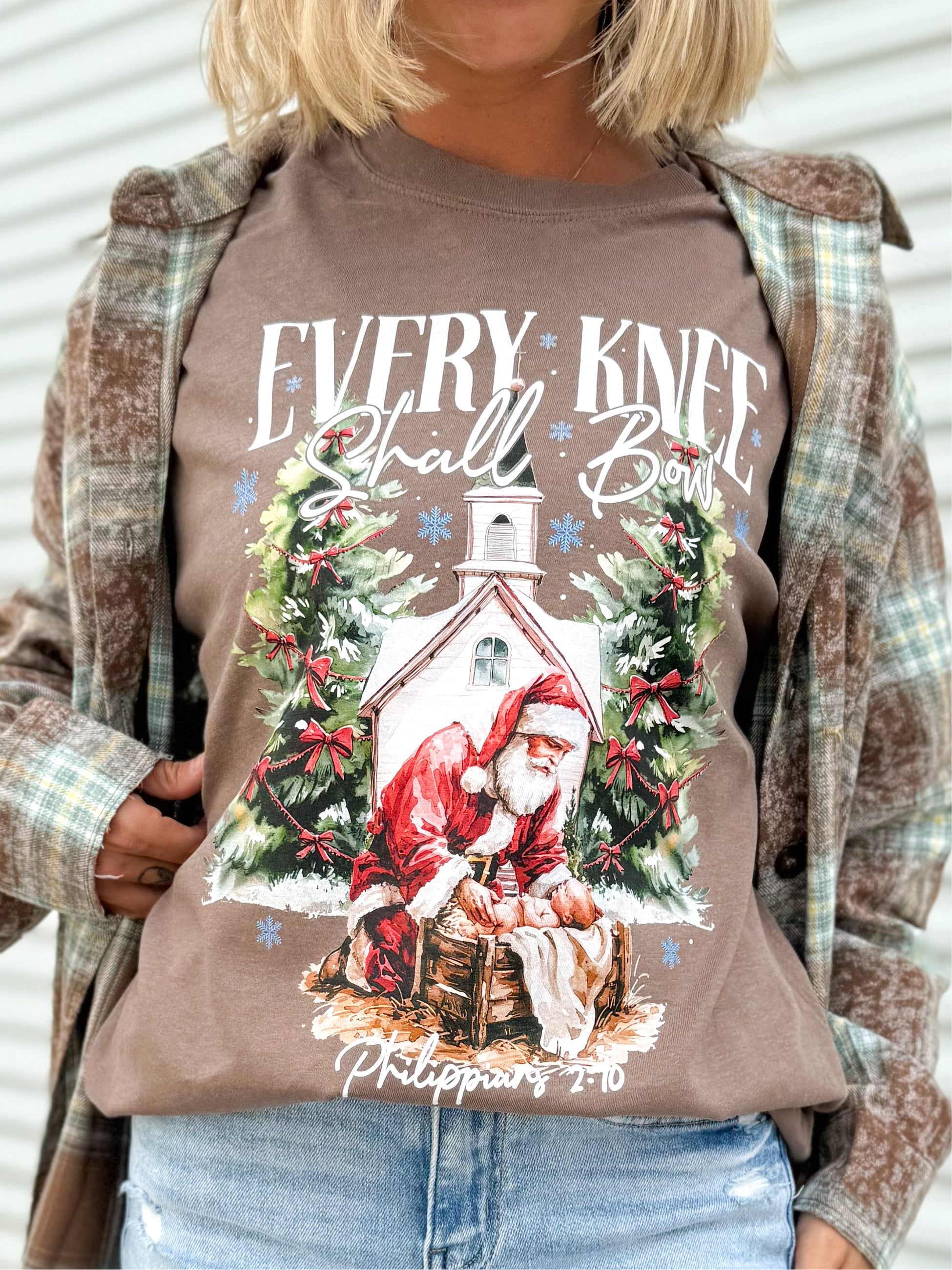 Santa Nativity Graphic Sweatshirt-130 Graphic Tees-Heathered Boho-Heathered Boho Boutique, Women's Fashion and Accessories in Palmetto, FL