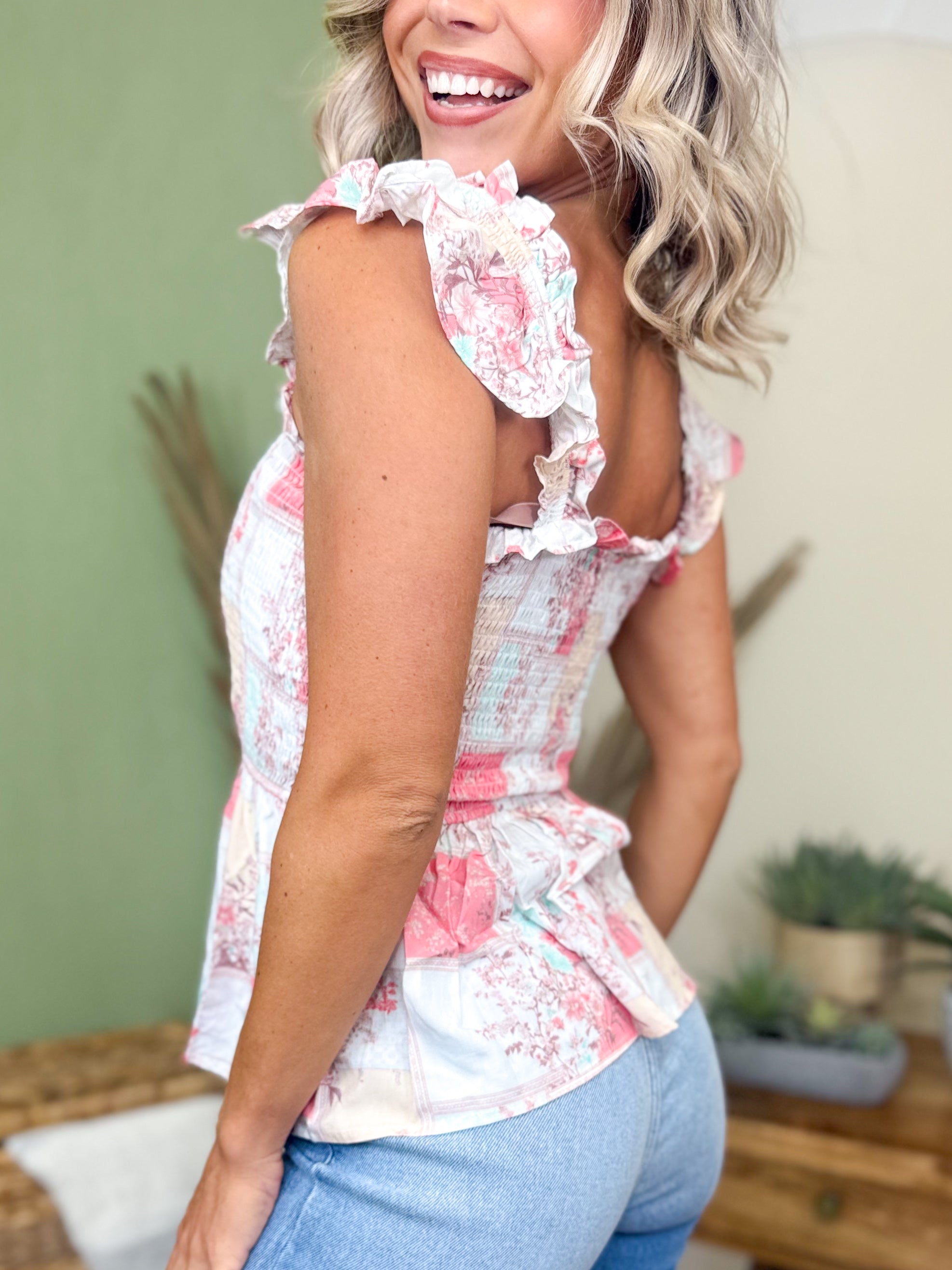 The Bloom & Grace Square Neck Top-110 SHORT SLEEVE TOP-POLAGRAM-Heathered Boho Boutique, Women's Fashion and Accessories in Palmetto, FL