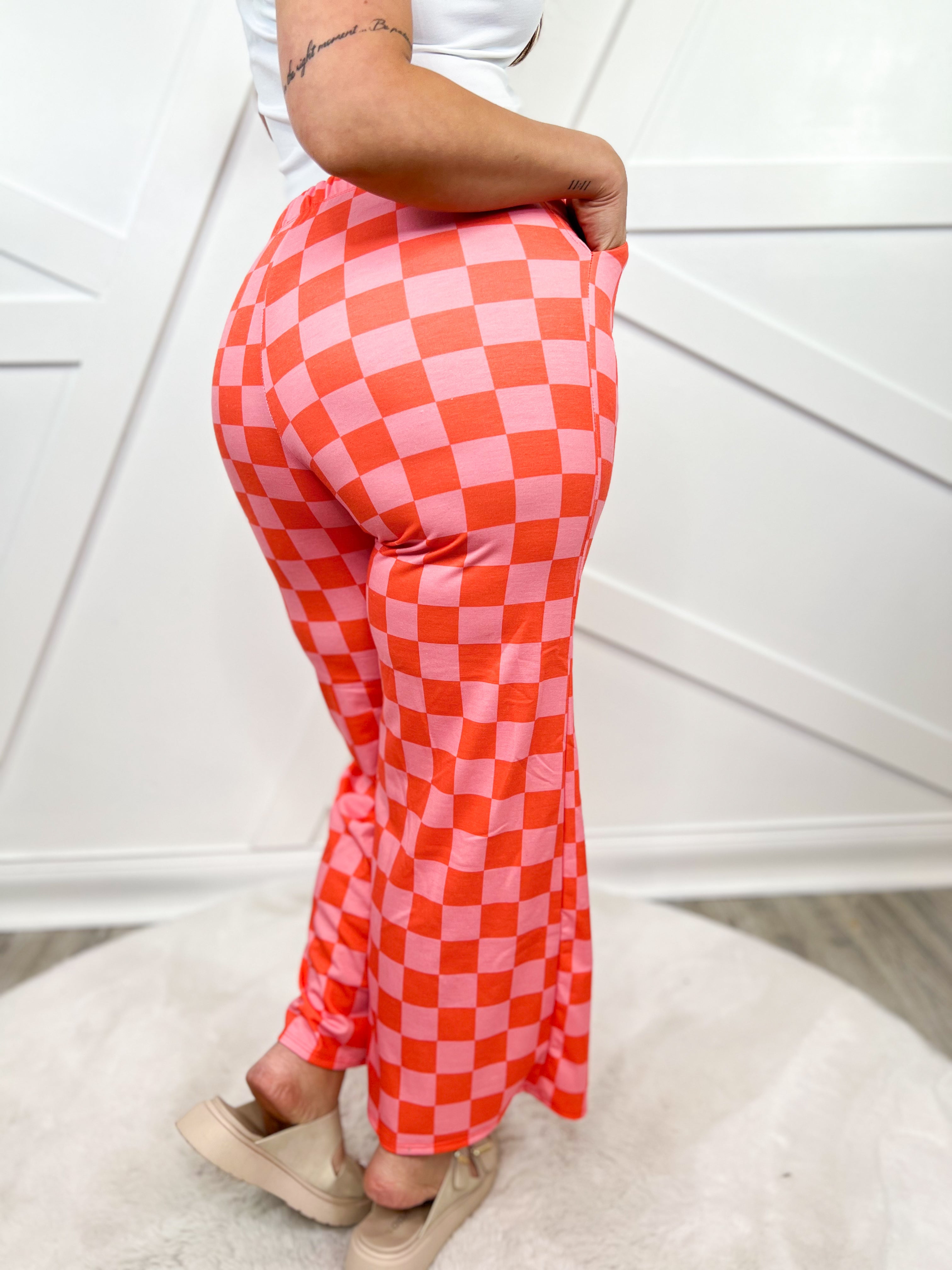 Groovy Moody Pants - Red/Pink-150 PANTS-Jade by Jane-Heathered Boho Boutique, Women's Fashion and Accessories in Palmetto, FL