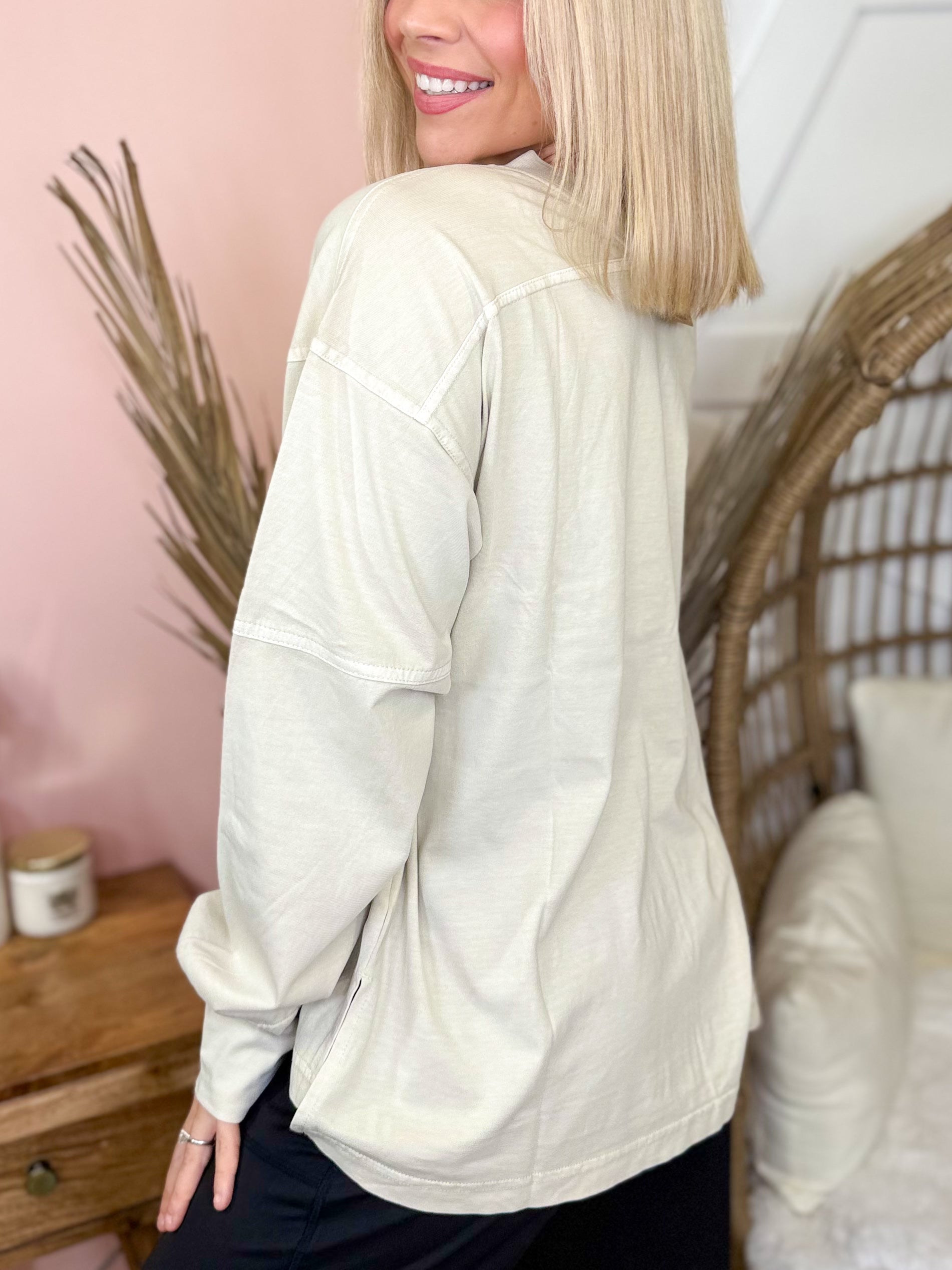 Restock: Ballpark Long Sleeve Top-120 Long Sleeve Tops-RAE MODE-Heathered Boho Boutique, Women's Fashion and Accessories in Palmetto, FL