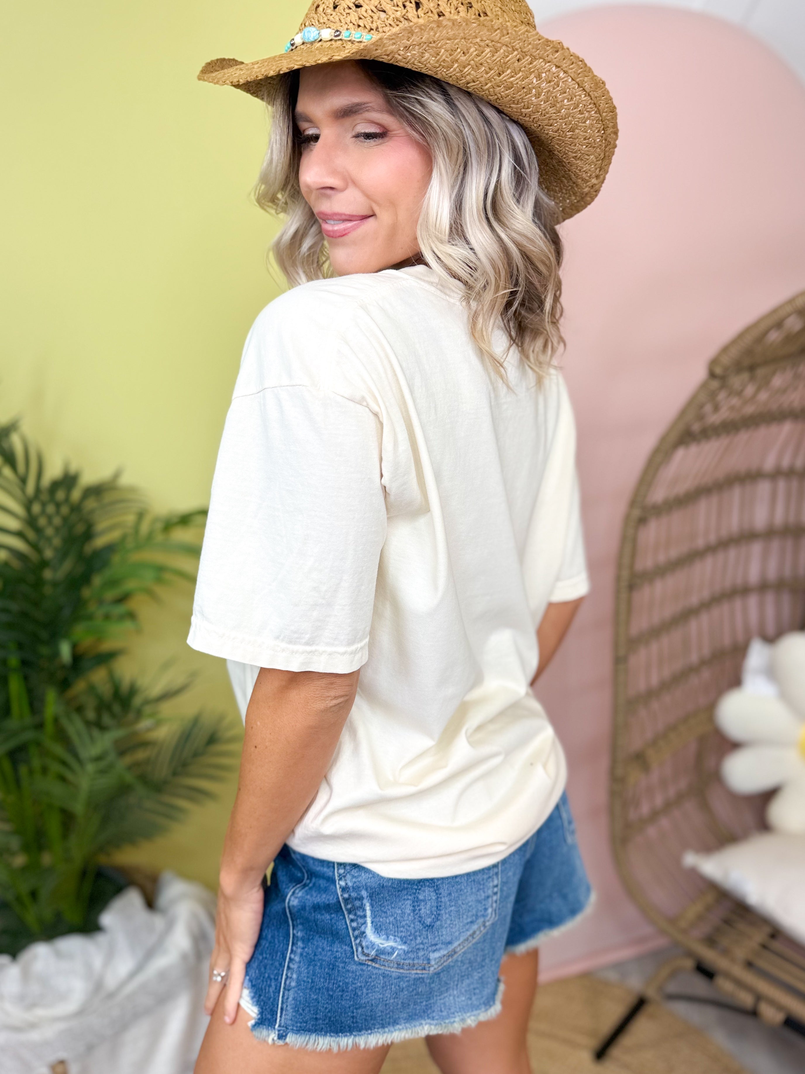 Happiness Comes in Waves Graphic Tee-130 Graphic Tees-Heathered Boho-Heathered Boho Boutique, Women's Fashion and Accessories in Palmetto, FL