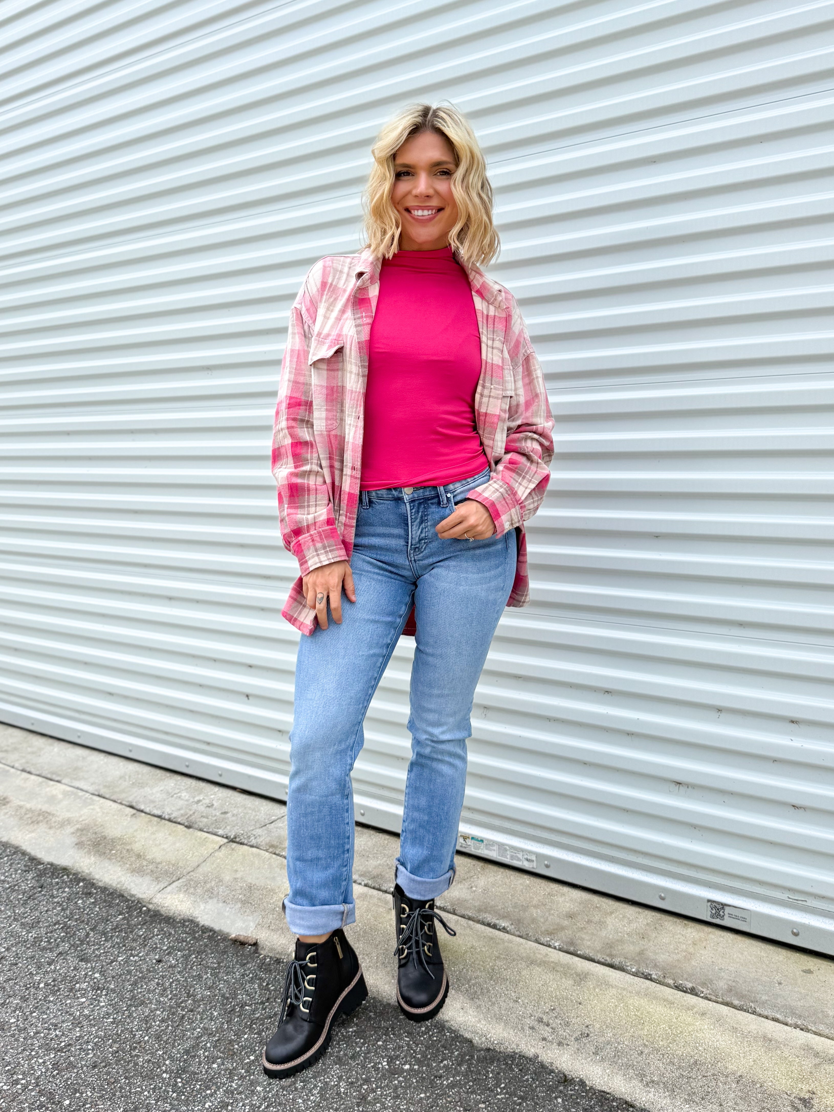 Flair Plaid Top-120 LONG SLEEVE TOPS-WHITE BIRCH-Heathered Boho Boutique, Women's Fashion and Accessories in Palmetto, FL