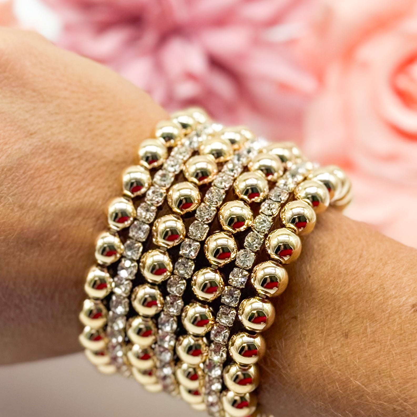 Crystal Ball Seven-line Wire Bracelet-310 Jewelry-RM Manufacturing-Heathered Boho Boutique, Women's Fashion and Accessories in Palmetto, FL