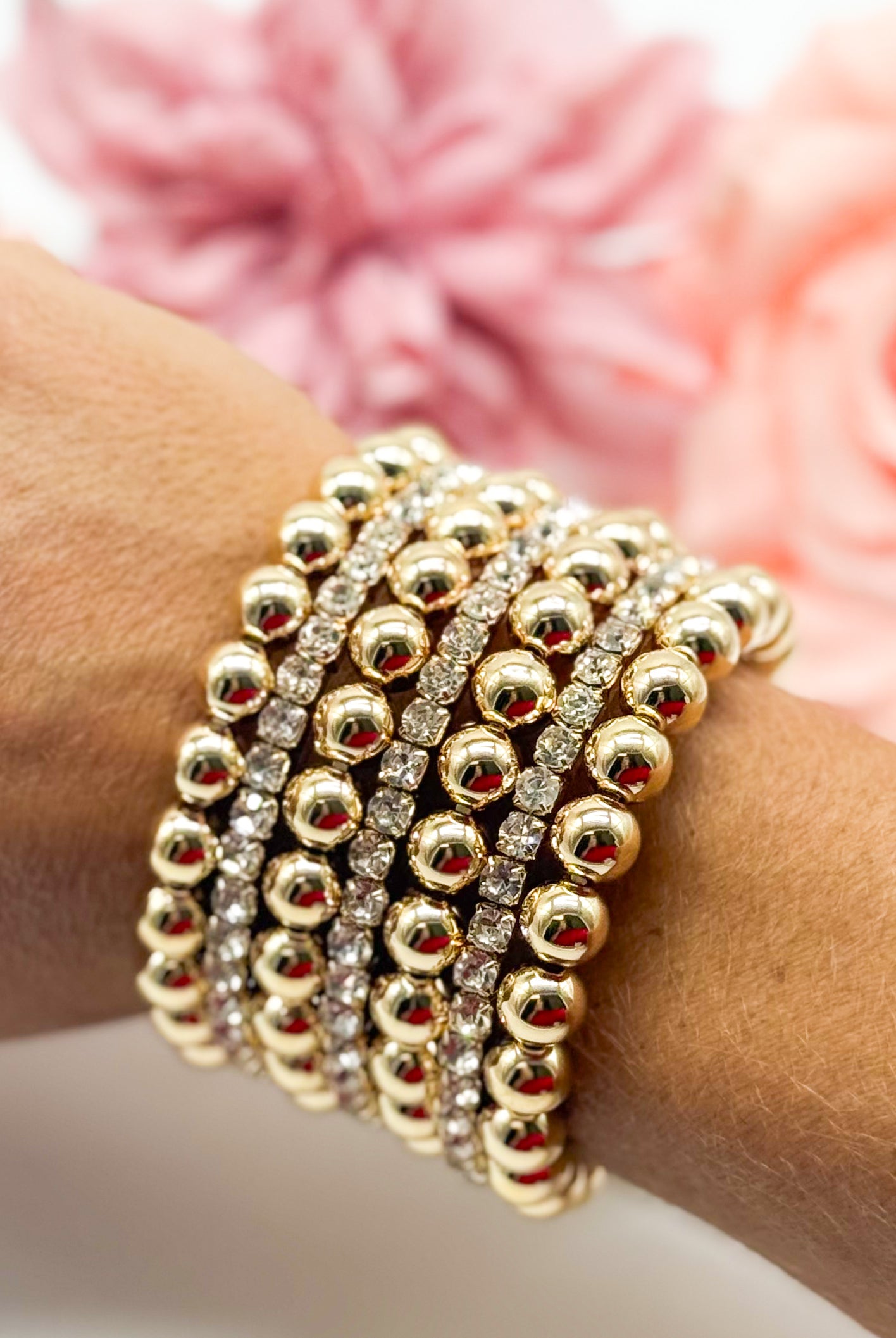 Crystal Ball Seven-line Wire Bracelet-310 Jewelry-RM Manufacturing-Heathered Boho Boutique, Women's Fashion and Accessories in Palmetto, FL