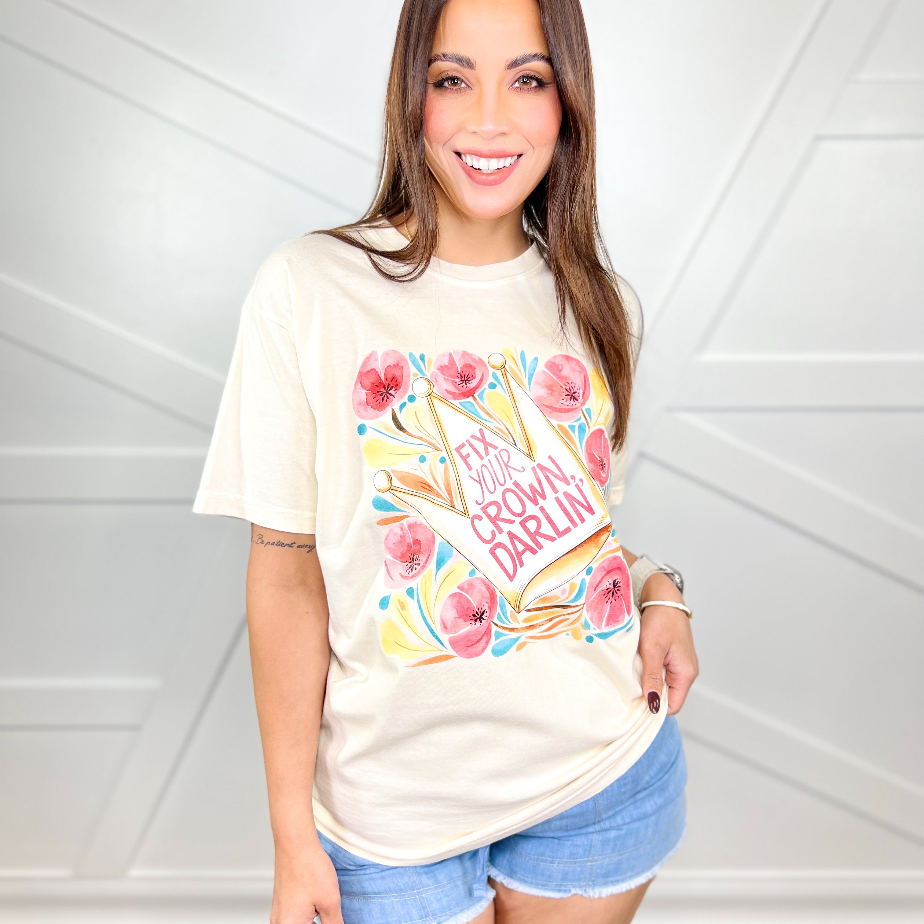 Fix Your Crown Graphic Tee-130 Graphic Tees-Heathered Boho-Heathered Boho Boutique, Women's Fashion and Accessories in Palmetto, FL