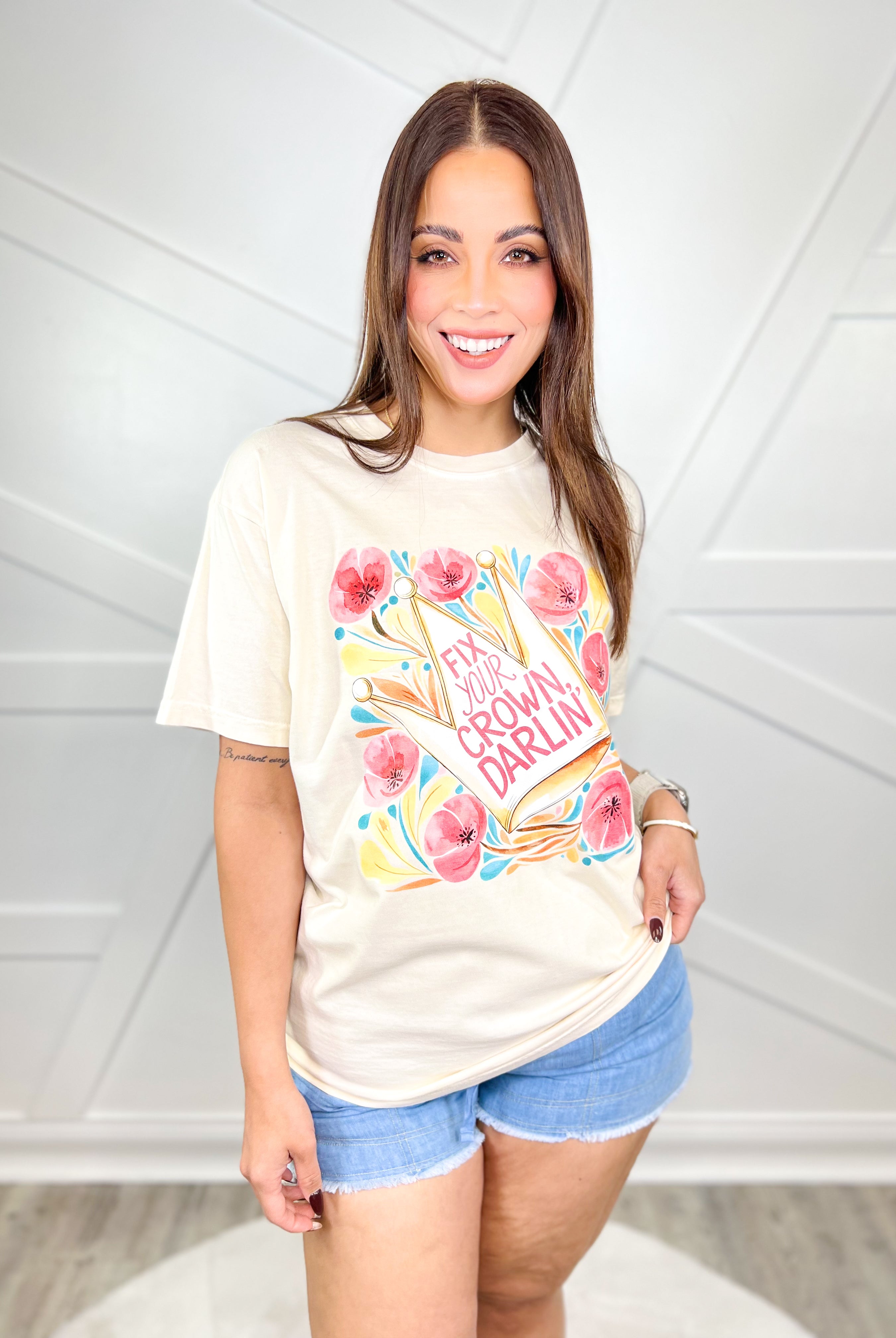 Fix Your Crown Graphic Tee-130 Graphic Tees-Heathered Boho-Heathered Boho Boutique, Women's Fashion and Accessories in Palmetto, FL