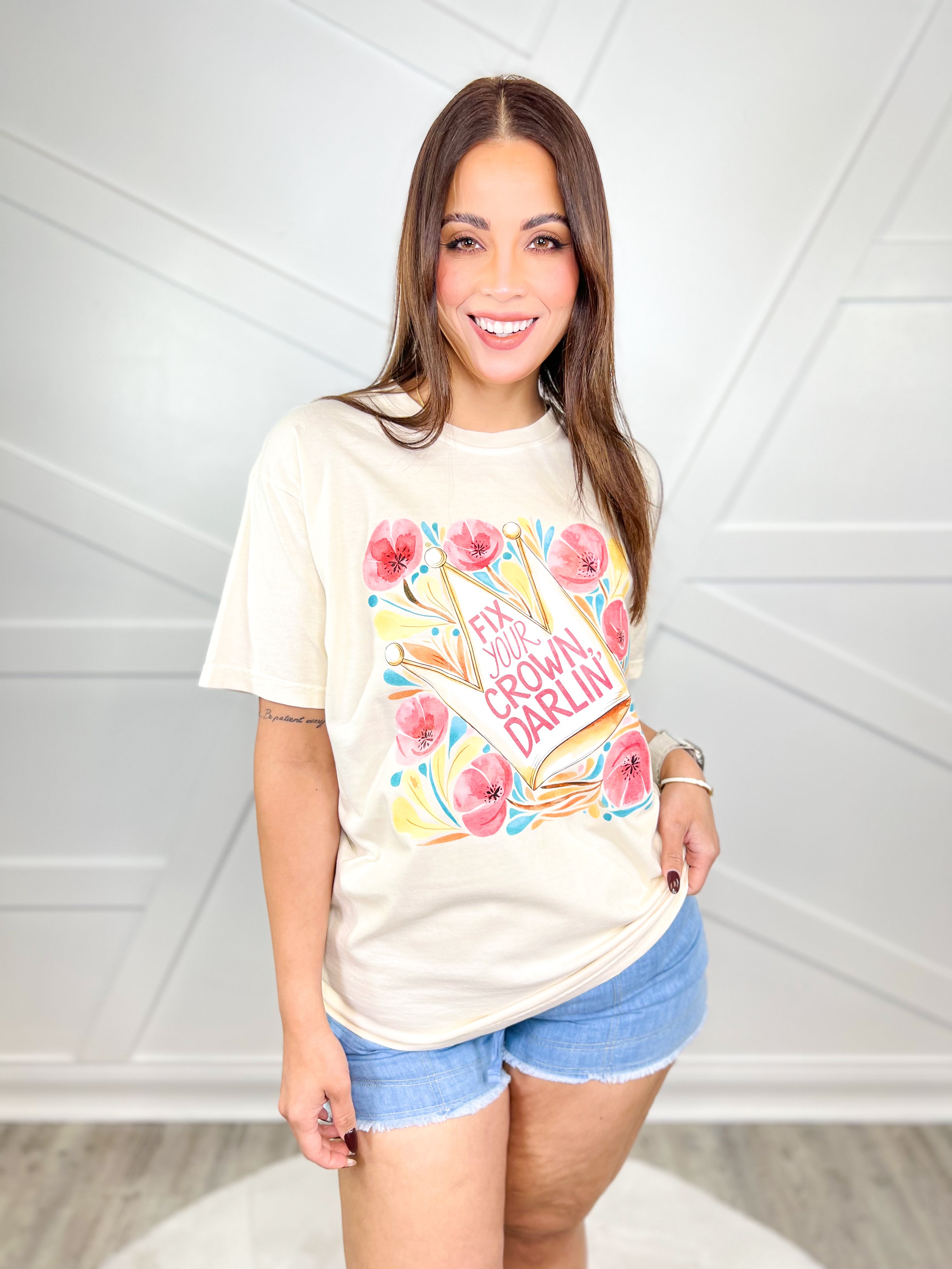 Fix Your Crown Graphic Tee-130 Graphic Tees-Heathered Boho-Heathered Boho Boutique, Women's Fashion and Accessories in Palmetto, FL