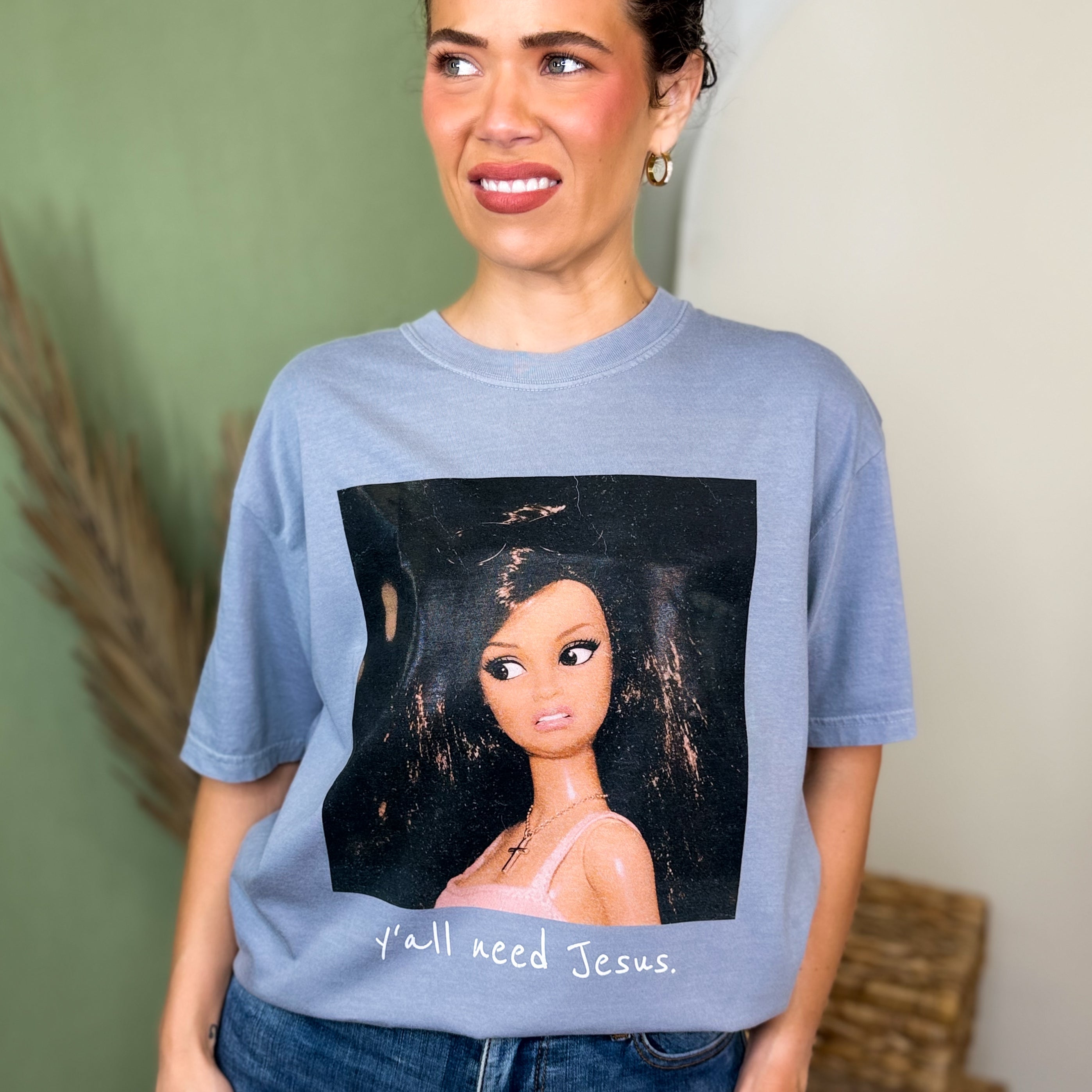 Y'all Need Jesus Graphic Tee-130 GRAPHIC TEE-Heathered Boho-Heathered Boho Boutique, Women's Fashion and Accessories in Palmetto, FL