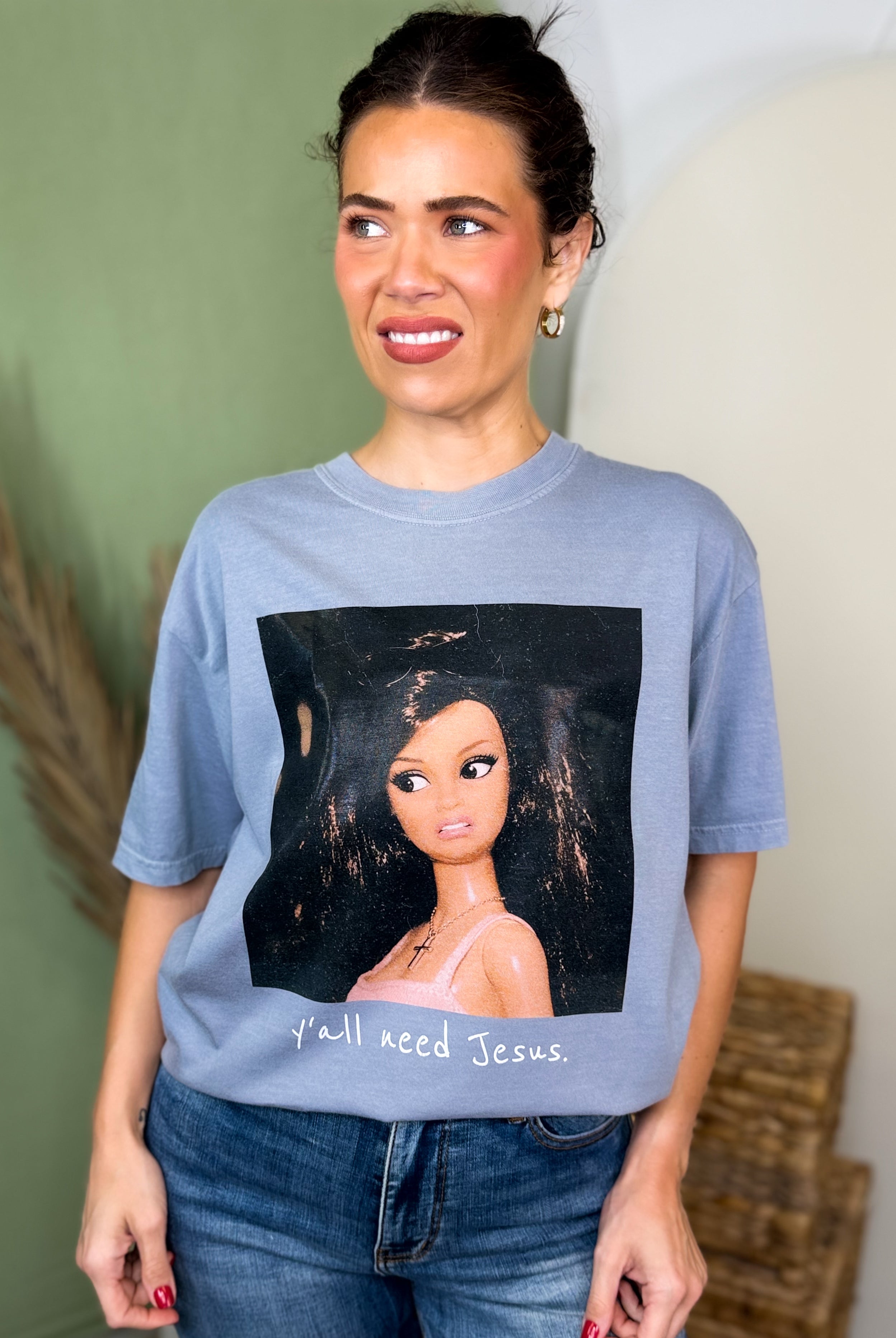 Y'all Need Jesus Graphic Tee-130 GRAPHIC TEE-Heathered Boho-Heathered Boho Boutique, Women's Fashion and Accessories in Palmetto, FL