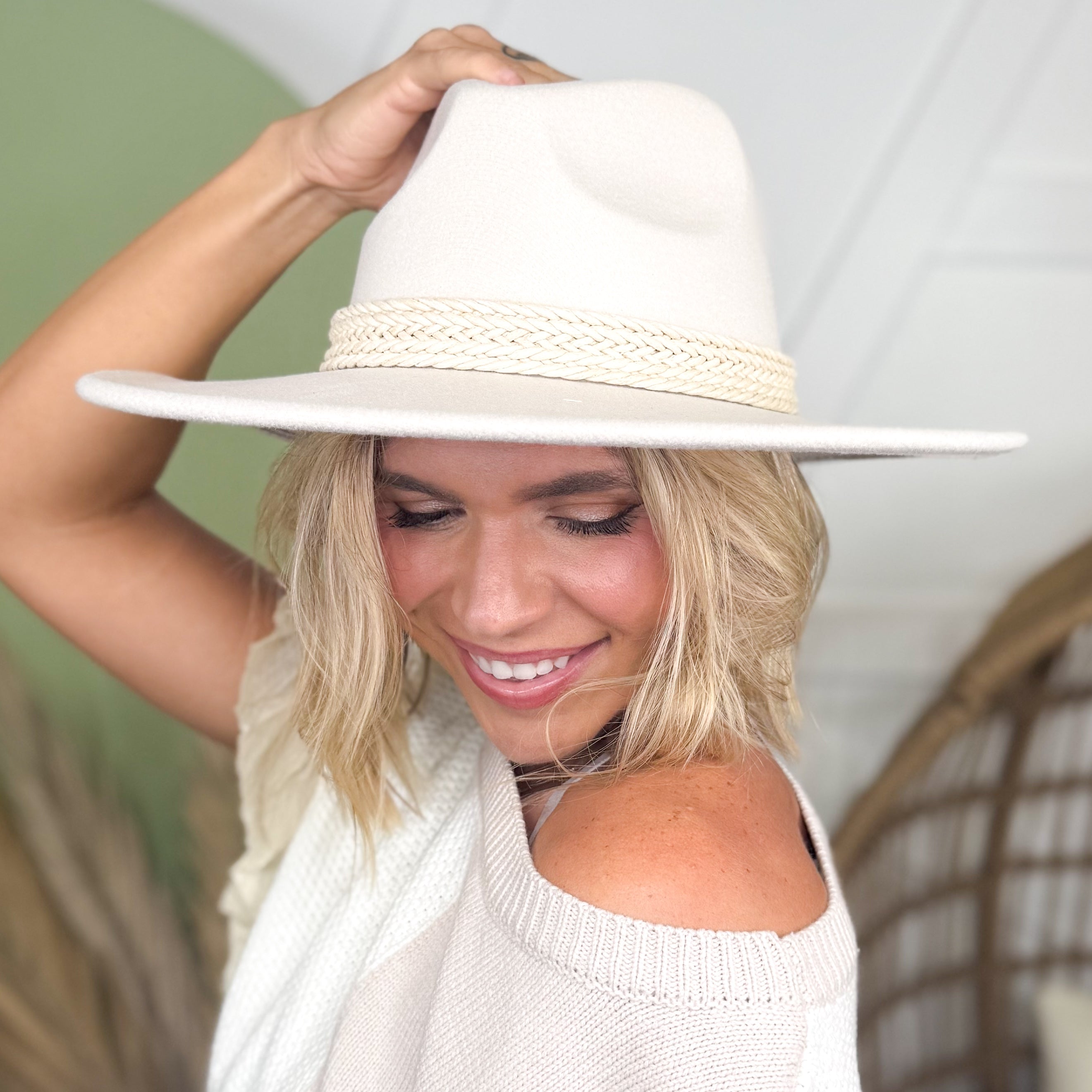 Intricate Braided Band Fedora Hat-330 Headwear-Fame Accessories-Heathered Boho Boutique, Women's Fashion and Accessories in Palmetto, FL