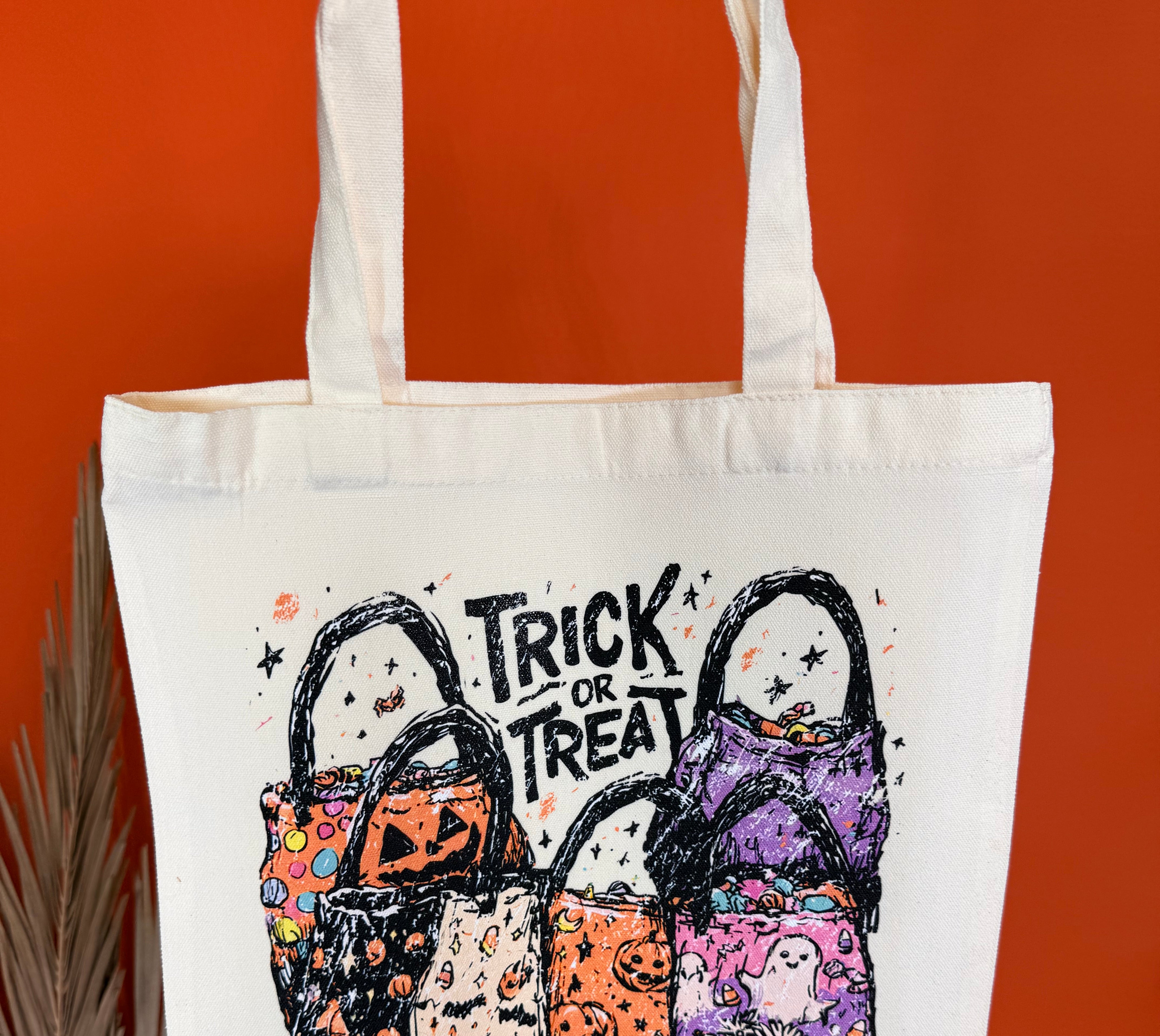 Fill The Bag Trick or Treat Graphic Tote-320 Bags-Heathered Boho-Heathered Boho Boutique, Women's Fashion and Accessories in Palmetto, FL