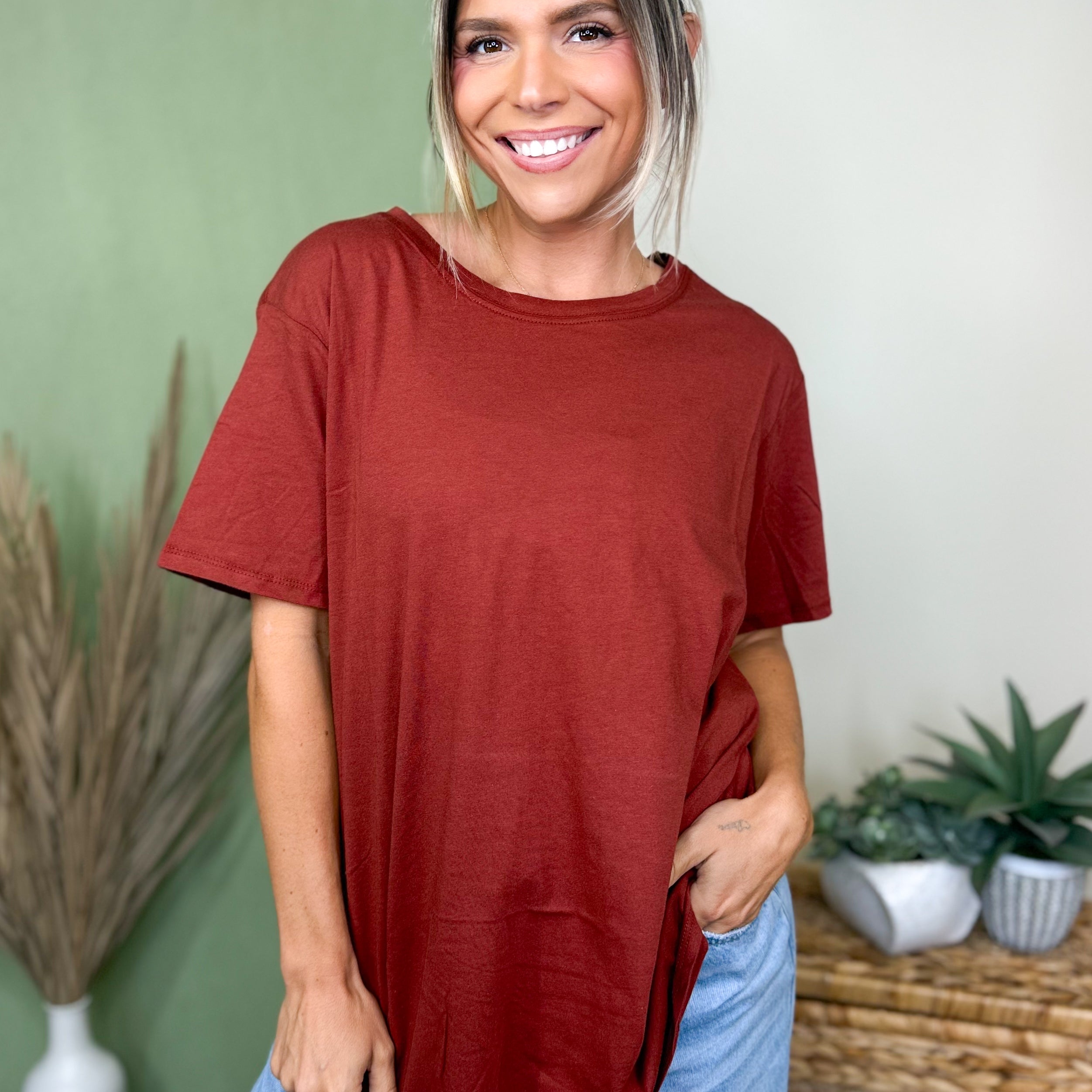 Better Than Your Boyfriend's Tee-110 SHORT SLEEVE TOP-ZENANA-Heathered Boho Boutique, Women's Fashion and Accessories in Palmetto, FL
