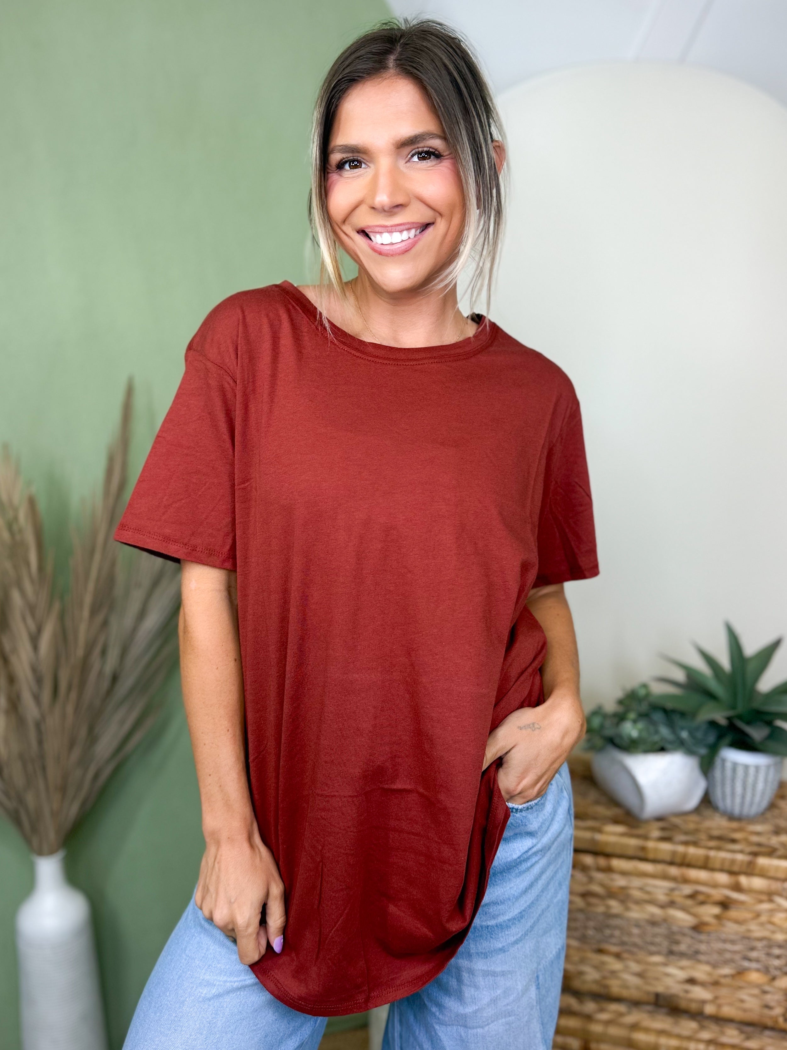 Better Than Your Boyfriend's Tee-110 SHORT SLEEVE TOP-ZENANA-Heathered Boho Boutique, Women's Fashion and Accessories in Palmetto, FL