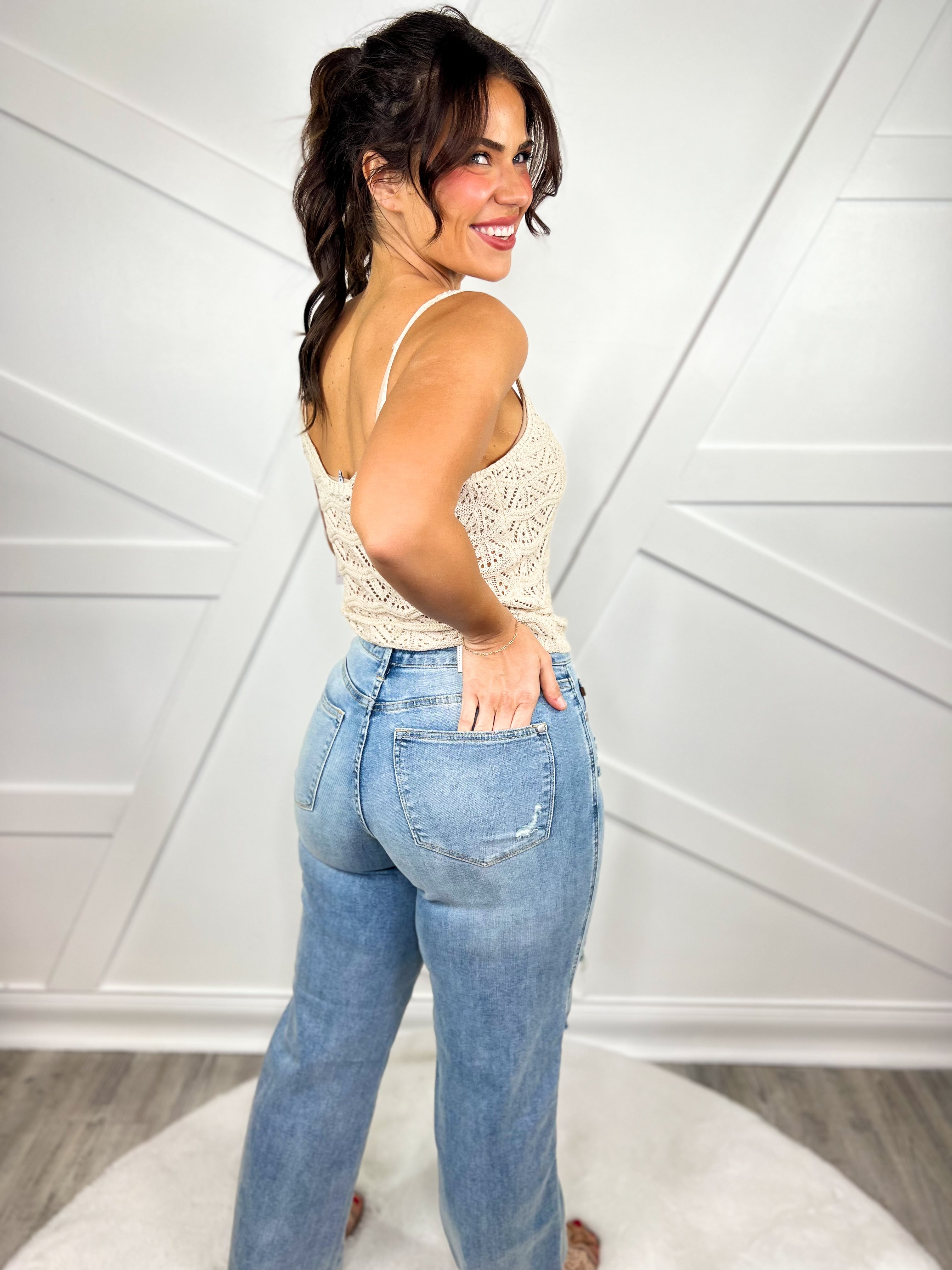 Set It Straight Tummy Control Wide Leg by Judy Blue-190 Jeans-Judy Blue-Heathered Boho Boutique, Women's Fashion and Accessories in Palmetto, FL