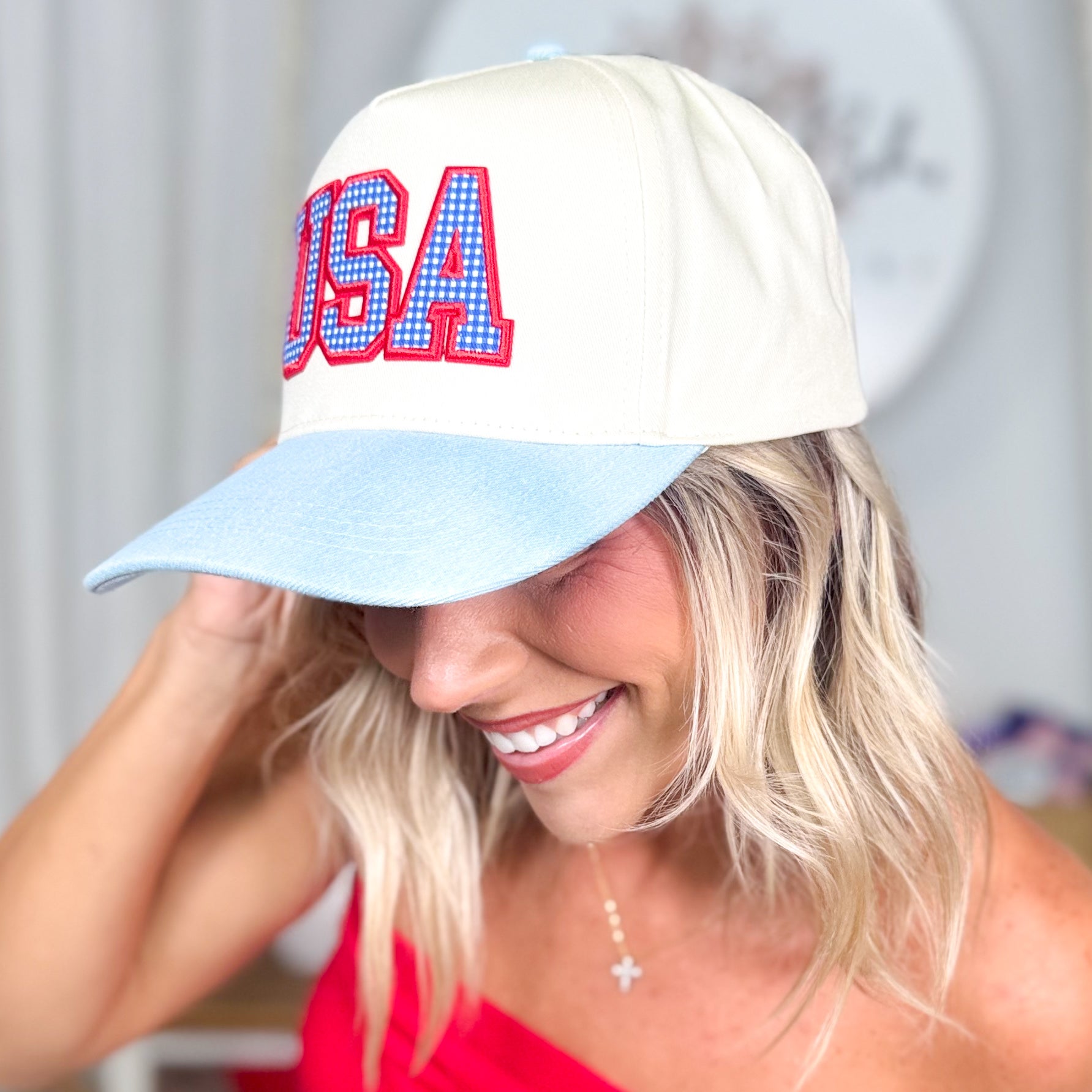 USA Patch Baseball Cap-330 Headwear-Fashion City-Heathered Boho Boutique, Women's Fashion and Accessories in Palmetto, FL
