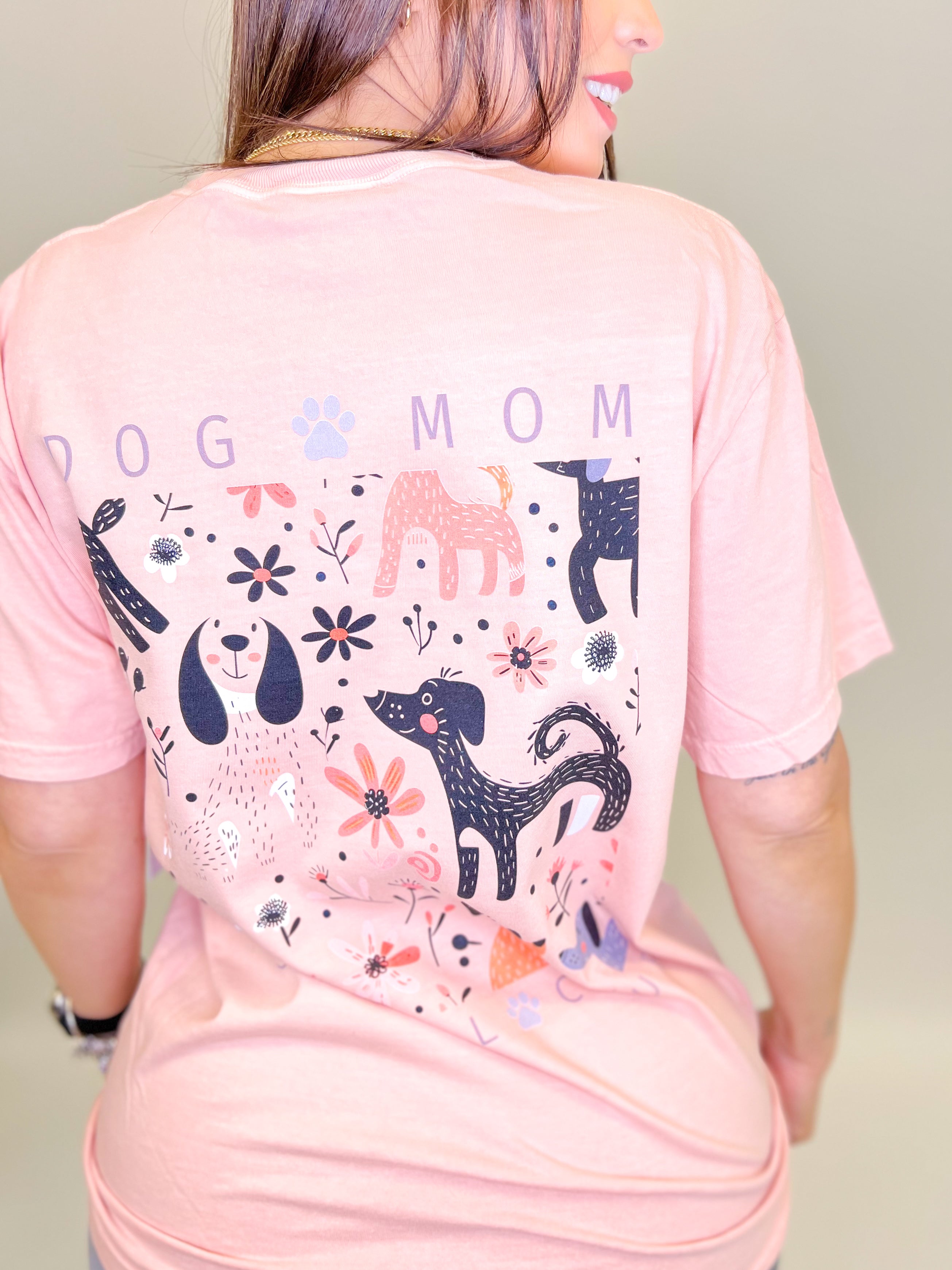 Social Dog Mom Graphic Tee-130 Graphic Tees-Heathered Boho-Heathered Boho Boutique, Women's Fashion and Accessories in Palmetto, FL