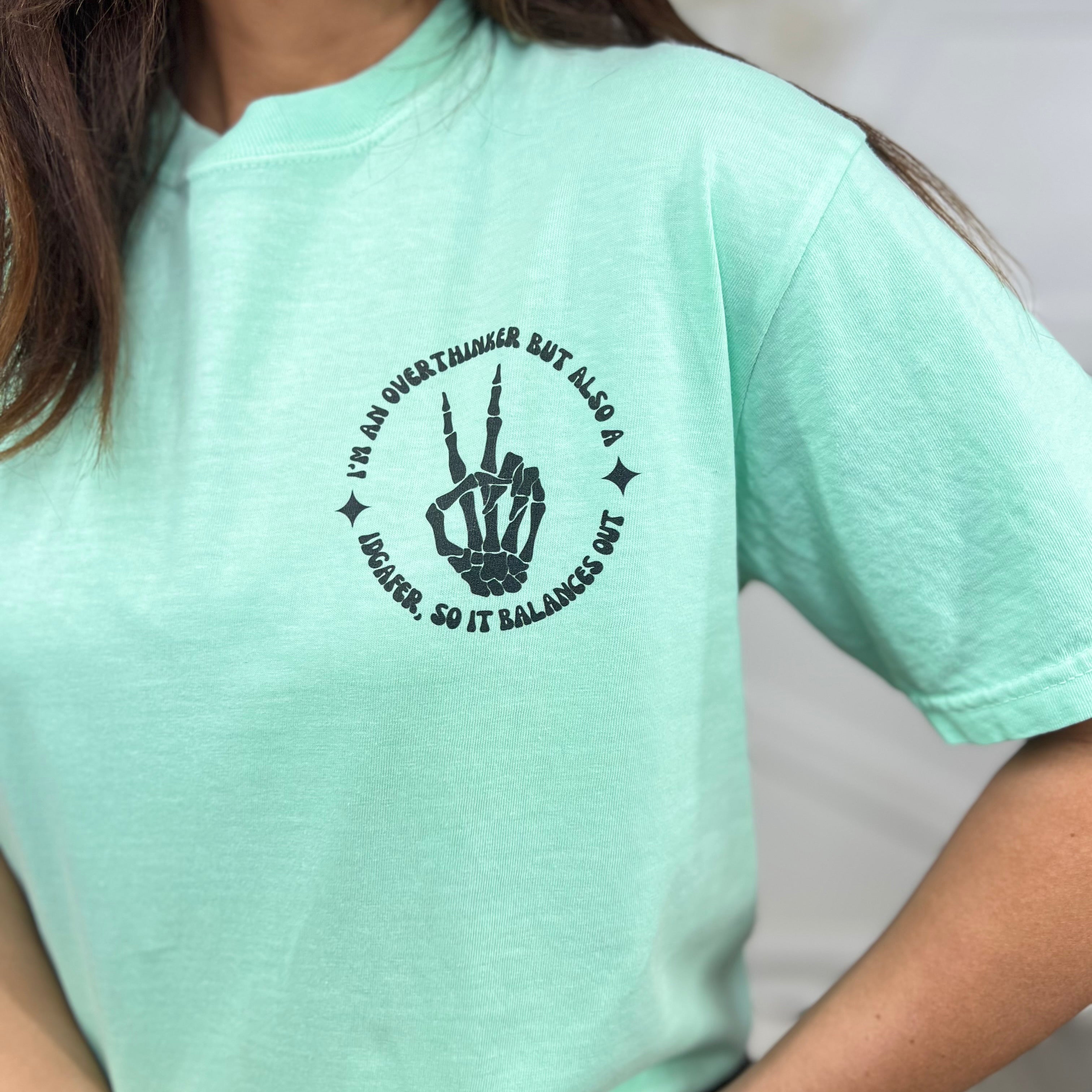 Overthinker IDGAFer Graphic Tee-130 Graphic Tees-Heathered Boho-Heathered Boho Boutique, Women's Fashion and Accessories in Palmetto, FL