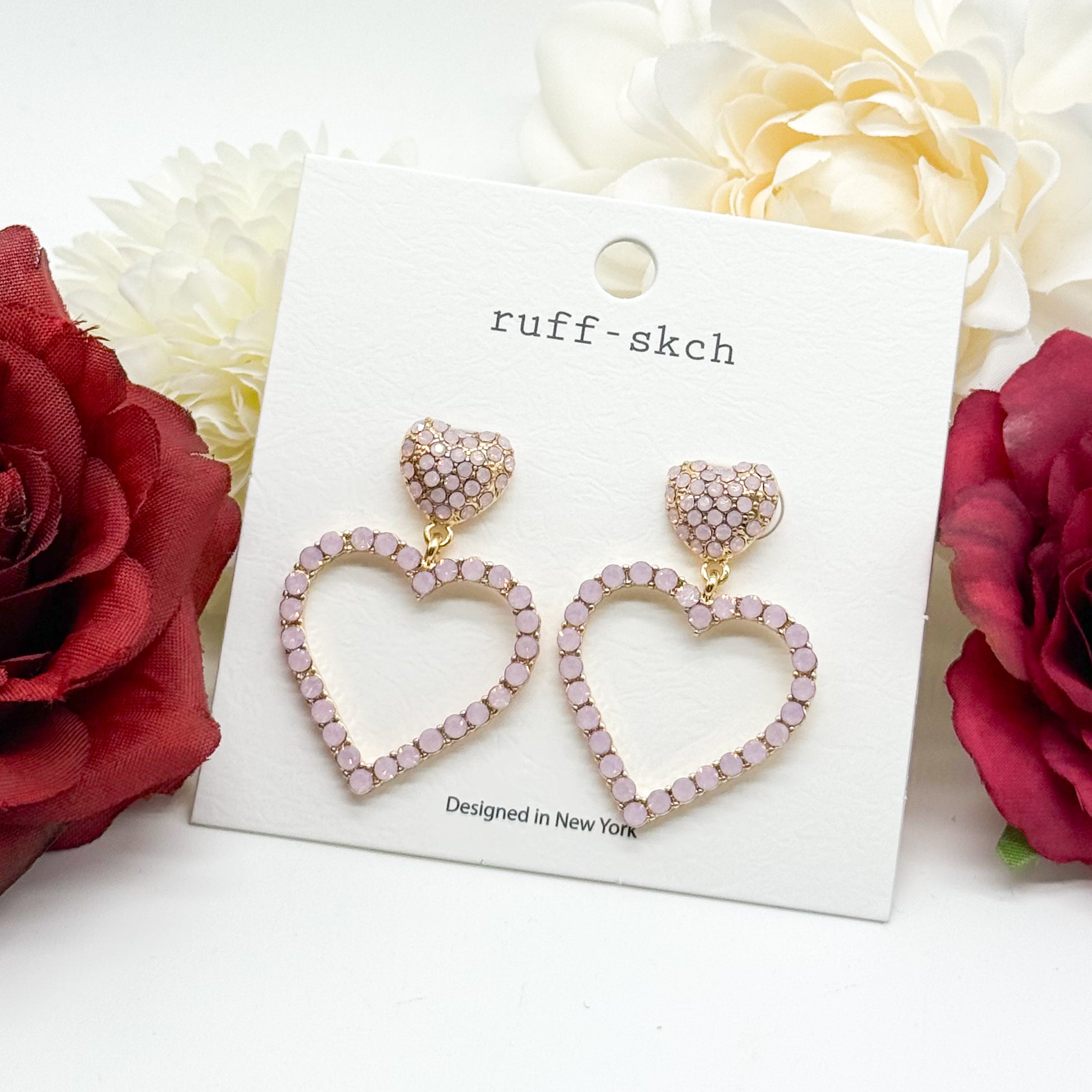 Strong Love Heart Earrings-310 Jewelry-Rough Sketch-Heathered Boho Boutique, Women's Fashion and Accessories in Palmetto, FL