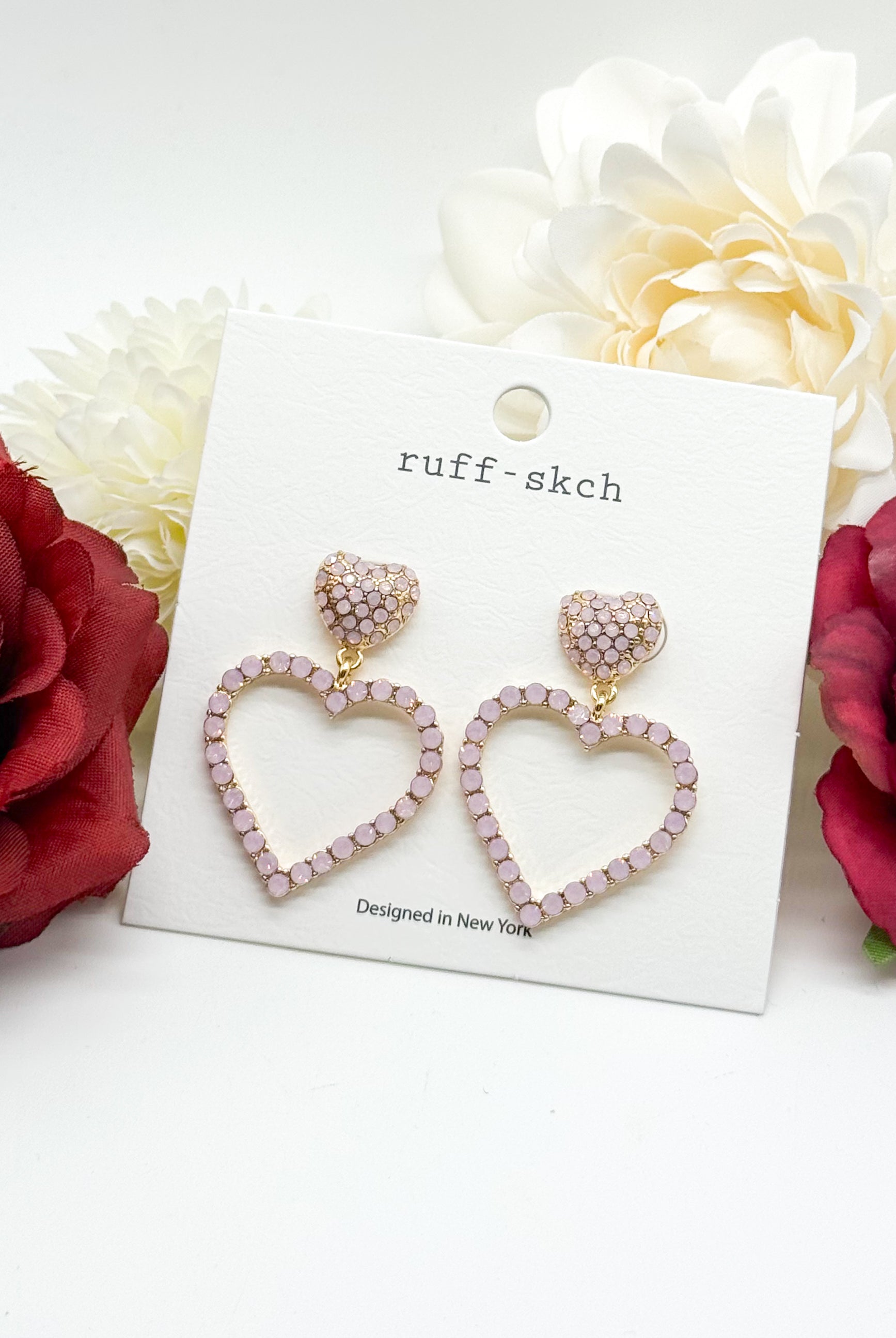 Strong Love Heart Earrings-310 Jewelry-Rough Sketch-Heathered Boho Boutique, Women's Fashion and Accessories in Palmetto, FL