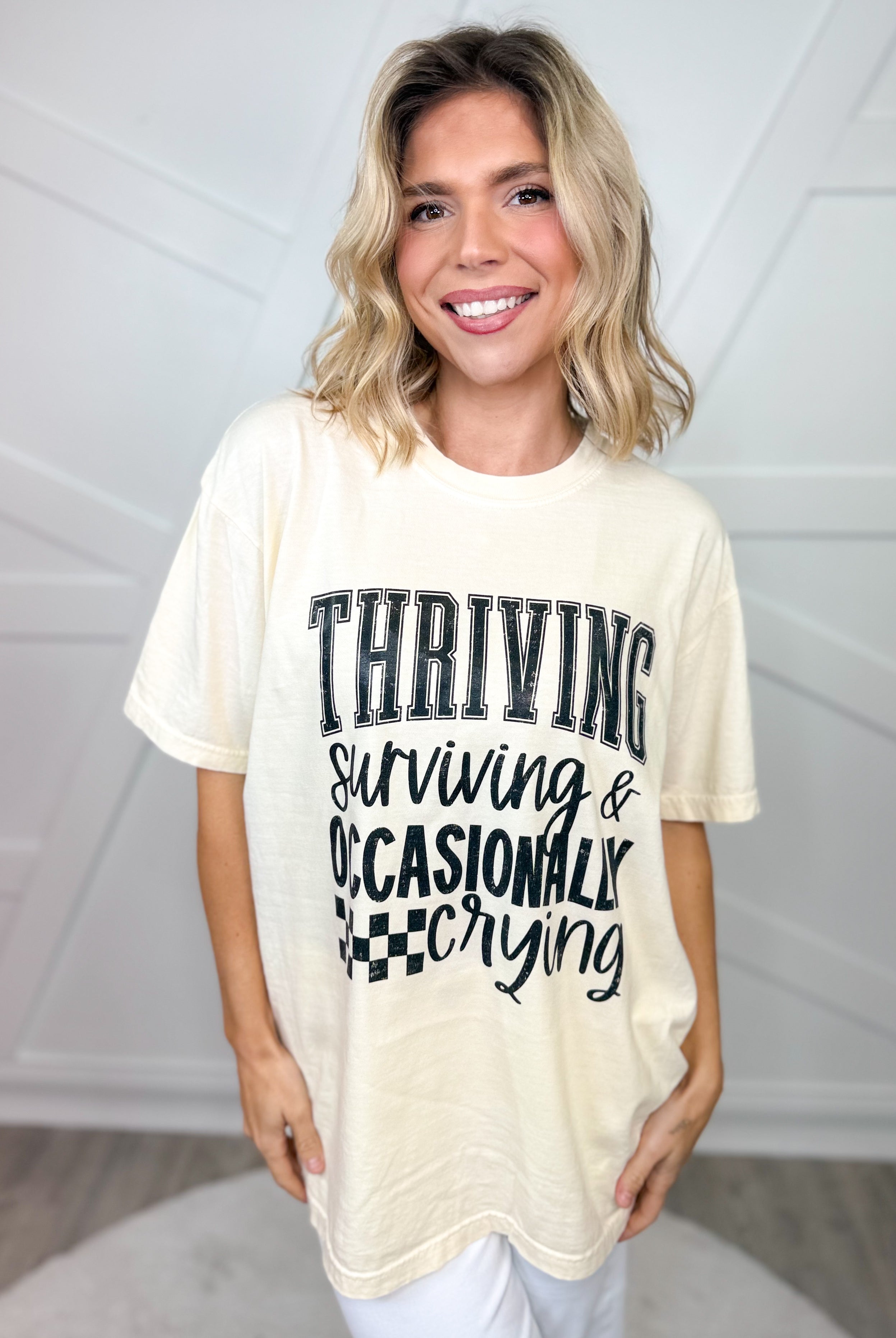 Thriving & Surviving Graphic Tee-130 Graphic Tees-Heathered Boho-Heathered Boho Boutique, Women's Fashion and Accessories in Palmetto, FL