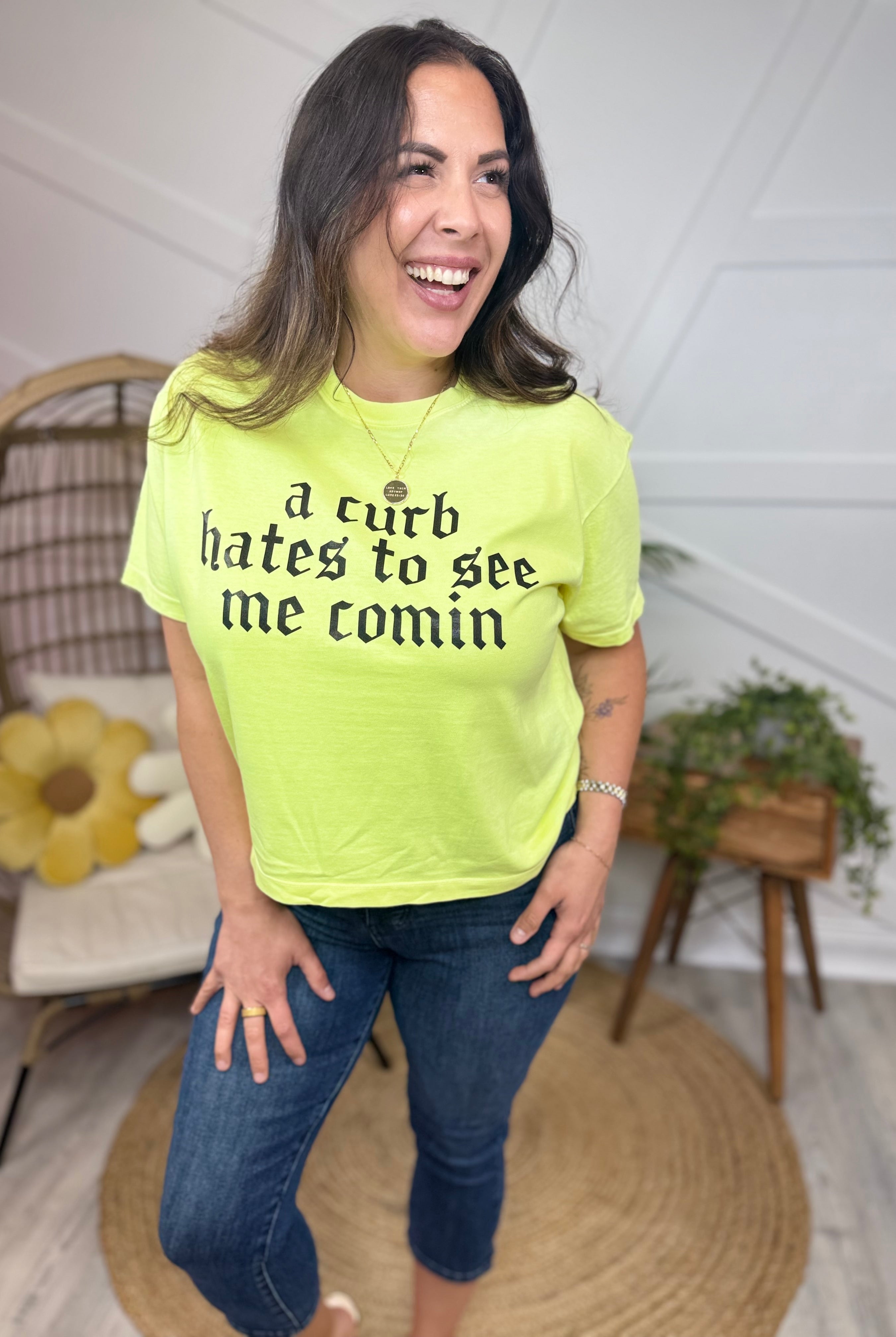 A Curb Hates to See Me Comin' Graphic BOXY Tee-130 Graphic Tees-Heathered Boho-Heathered Boho Boutique, Women's Fashion and Accessories in Palmetto, FL