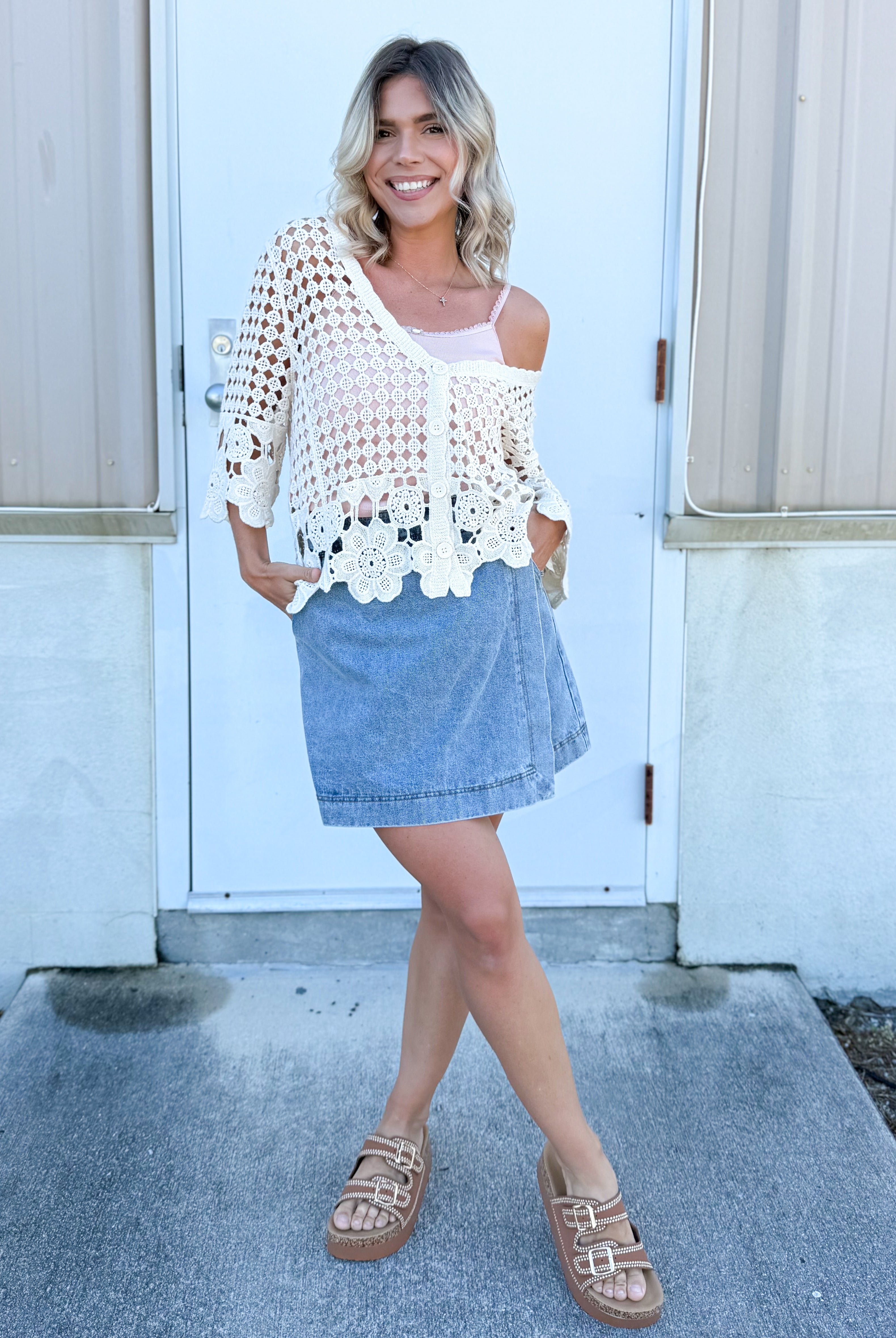 All-Day Denim Skort-170 SKORTS/SKIRTS-SEW IN LOVE-Heathered Boho Boutique, Women's Fashion and Accessories in Palmetto, FL