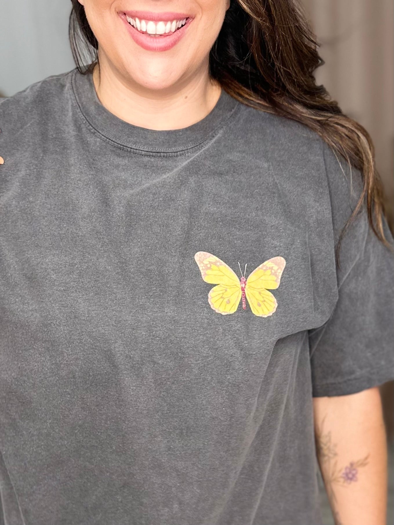 Better World Smiley Graphic Tee-130 Graphic Tees-Heathered Boho-Heathered Boho Boutique, Women's Fashion and Accessories in Palmetto, FL