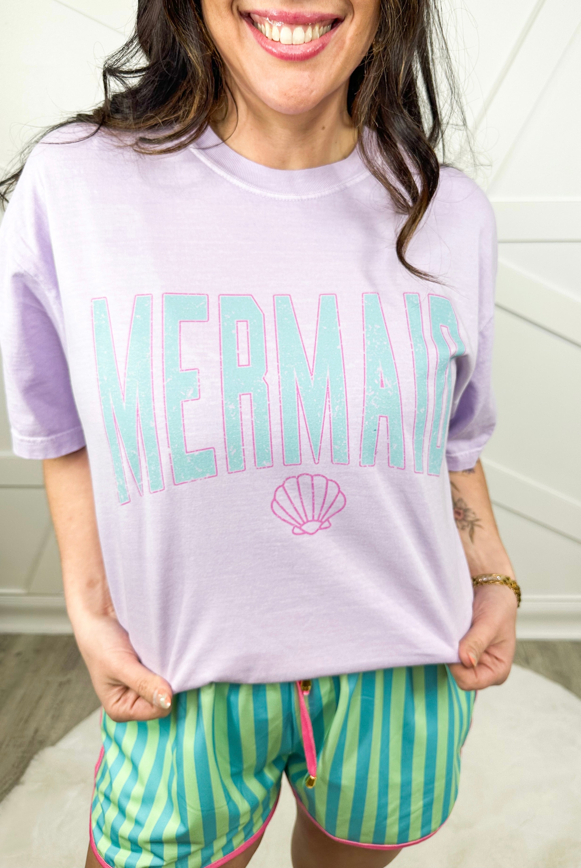 Mermaid Graphic Tee-130 Graphic Tees-Heathered Boho-Heathered Boho Boutique, Women's Fashion and Accessories in Palmetto, FL