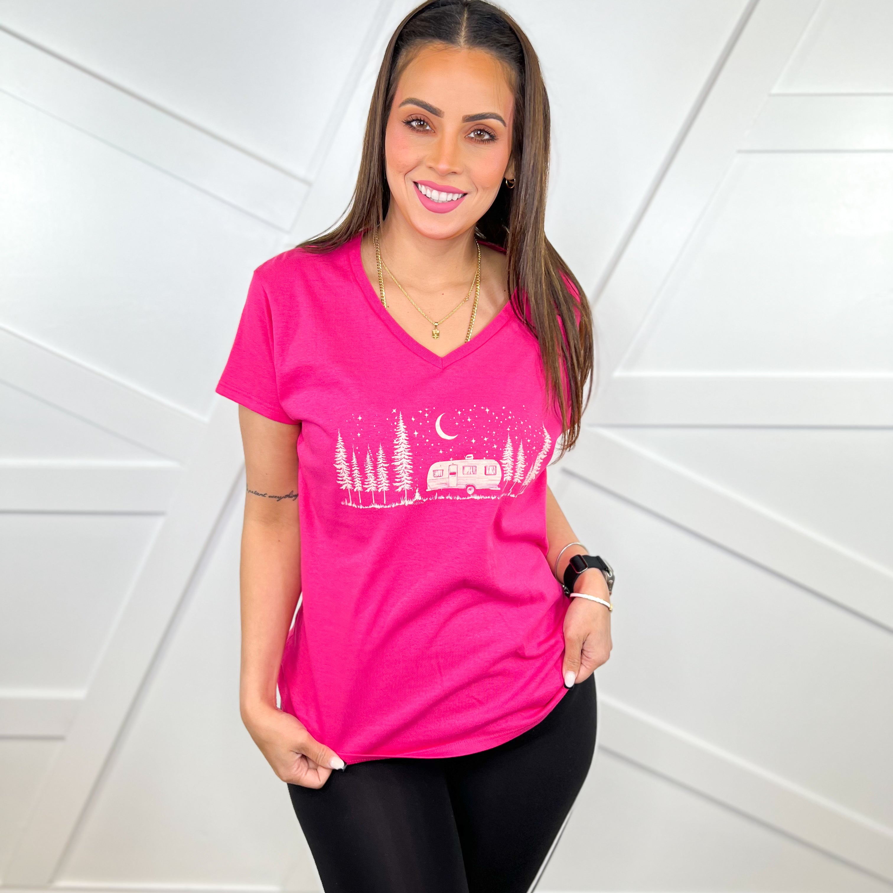 Camping Life Graphic Tee-130 Graphic Tees-Heathered Boho-Heathered Boho Boutique, Women's Fashion and Accessories in Palmetto, FL