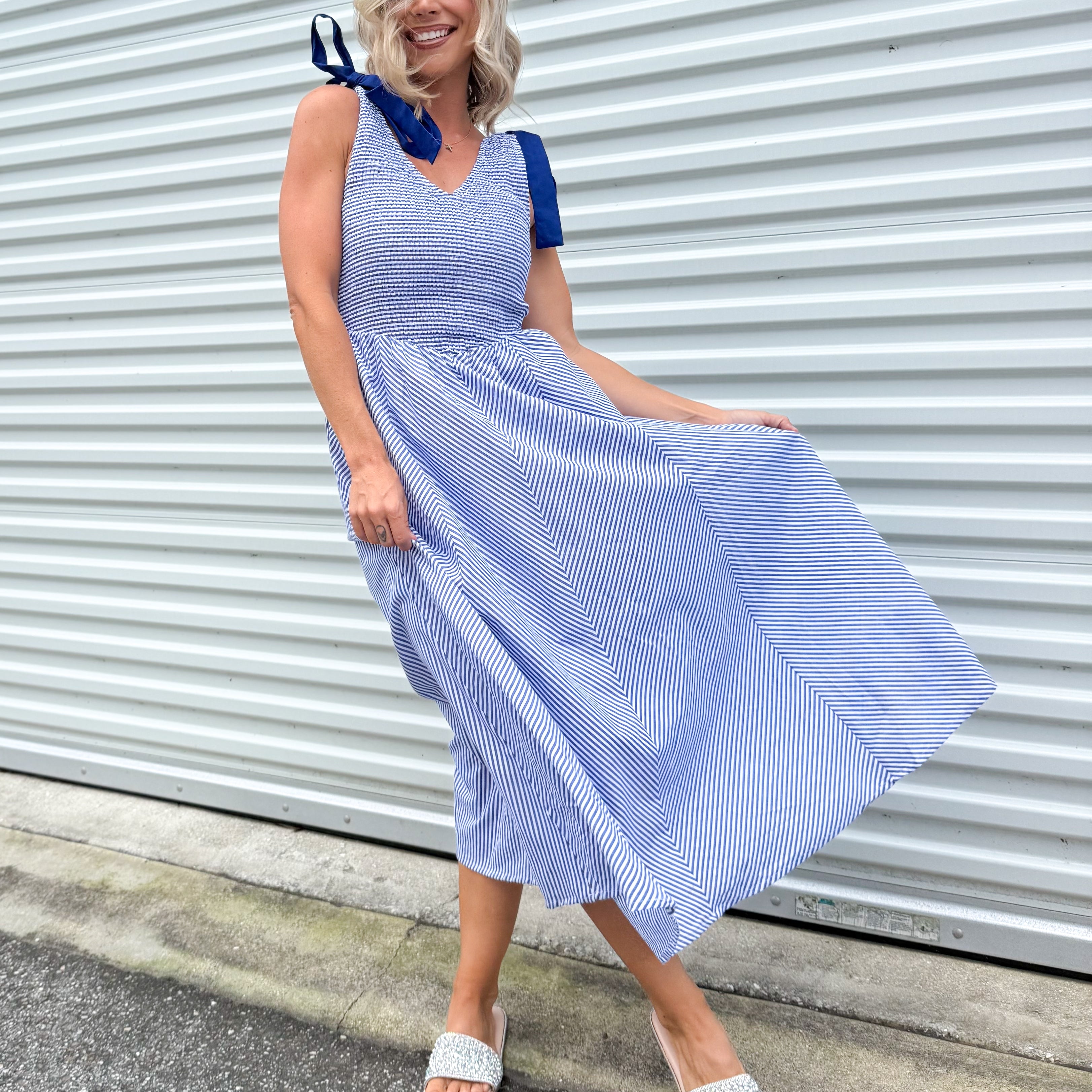 Sunline Tie-Strap Dress-230 DRESSES/JUMPSUITS/ROMPERS-DAVI & DANI-Heathered Boho Boutique, Women's Fashion and Accessories in Palmetto, FL