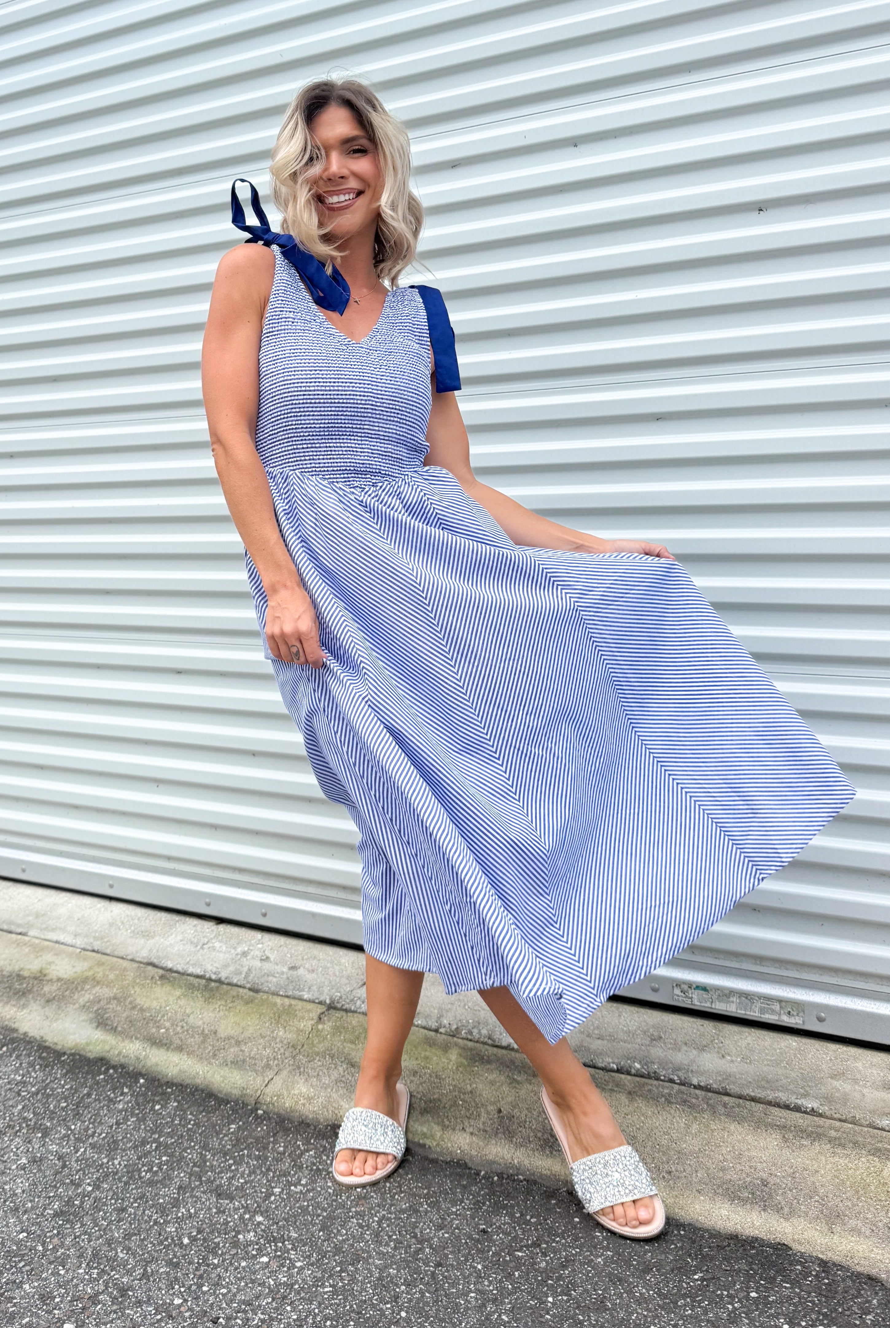 Sunline Tie-Strap Dress-230 DRESSES/JUMPSUITS/ROMPERS-DAVI & DANI-Heathered Boho Boutique, Women's Fashion and Accessories in Palmetto, FL
