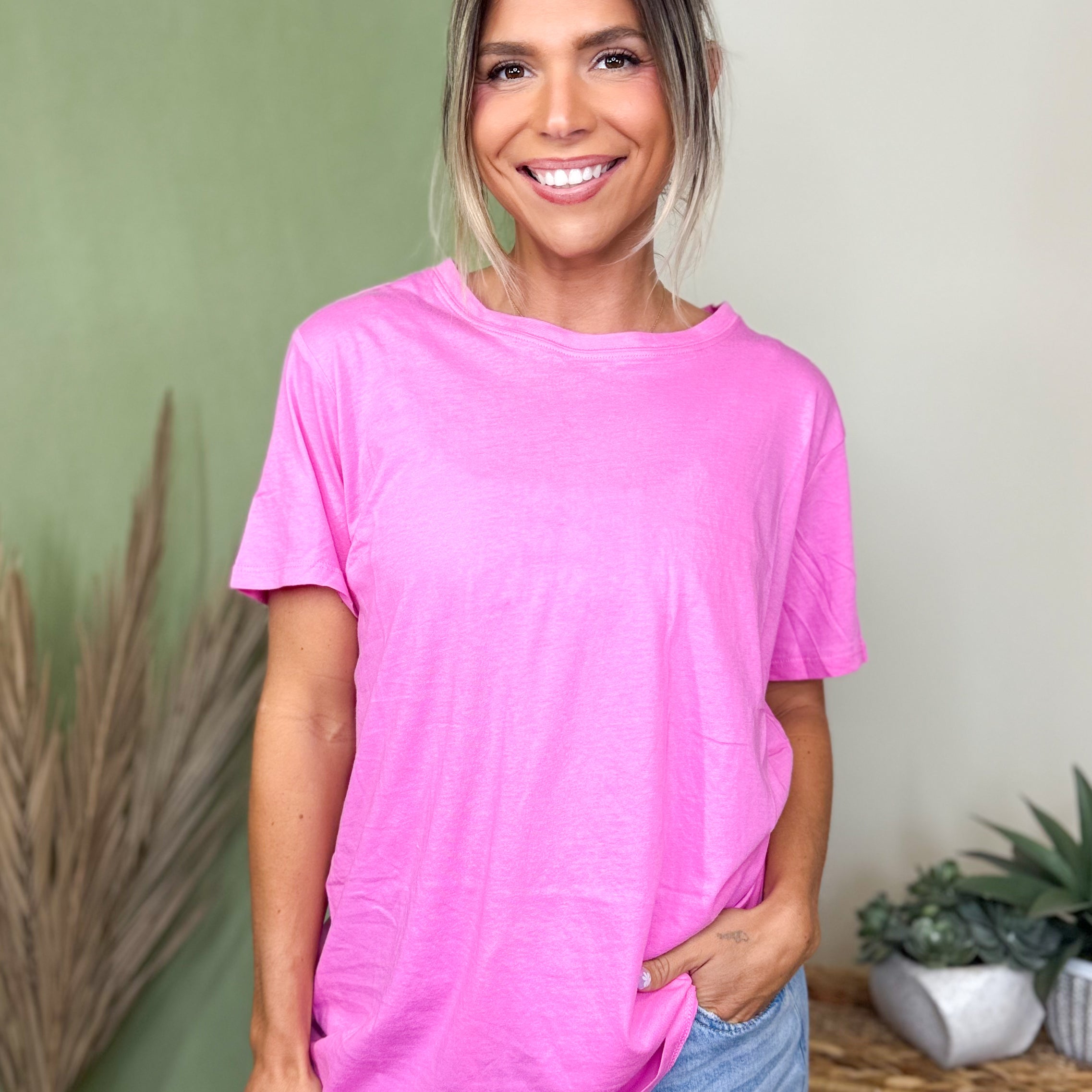 Better Than Your Boyfriend's Tee-110 SHORT SLEEVE TOP-ZENANA-Heathered Boho Boutique, Women's Fashion and Accessories in Palmetto, FL