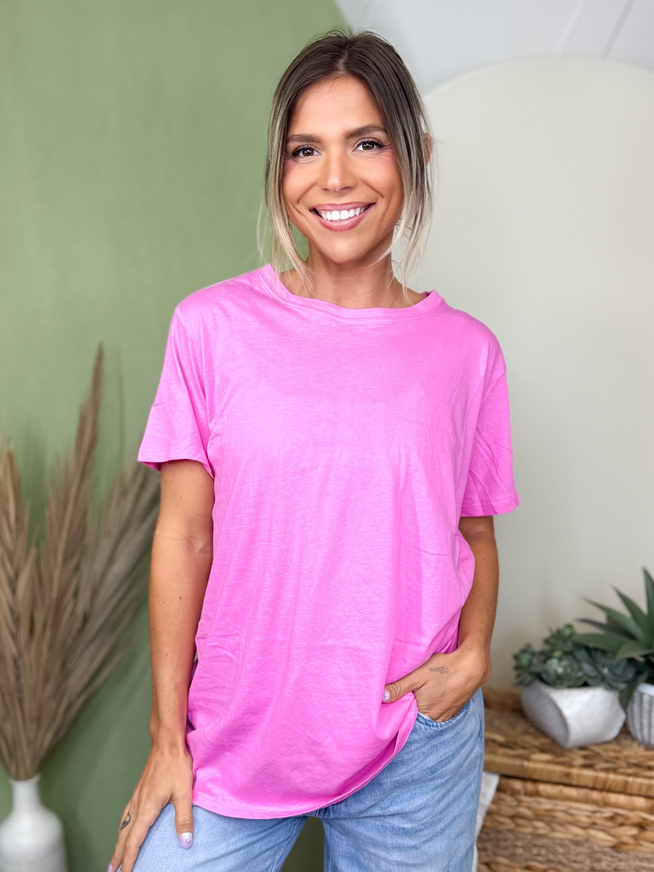 Better Than Your Boyfriend's Tee-110 SHORT SLEEVE TOP-ZENANA-Heathered Boho Boutique, Women's Fashion and Accessories in Palmetto, FL