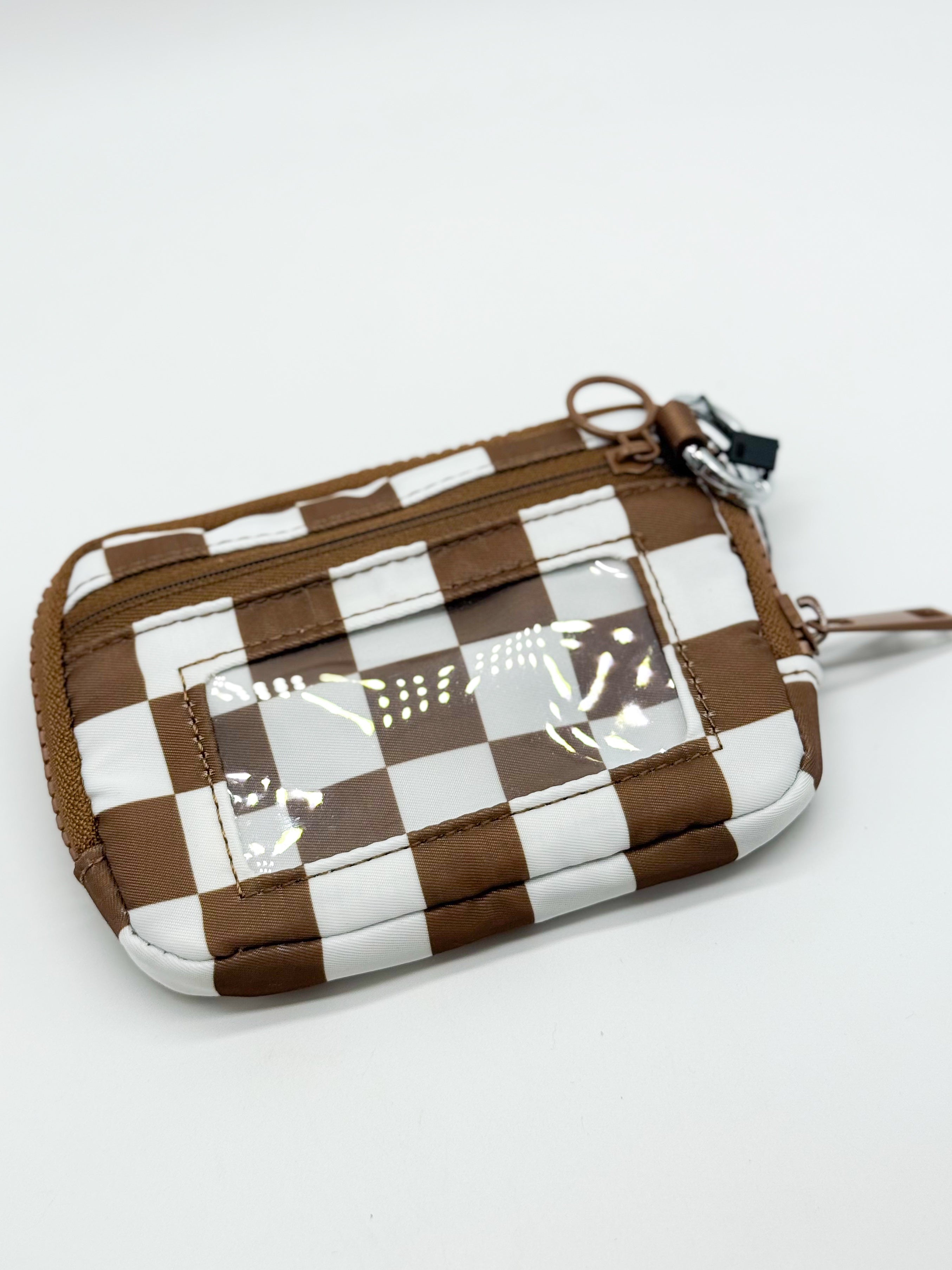 DOORBUSTER: Checkered Print Wristlet-320 Bags-Heathered Boho-Heathered Boho Boutique, Women's Fashion and Accessories in Palmetto, FL