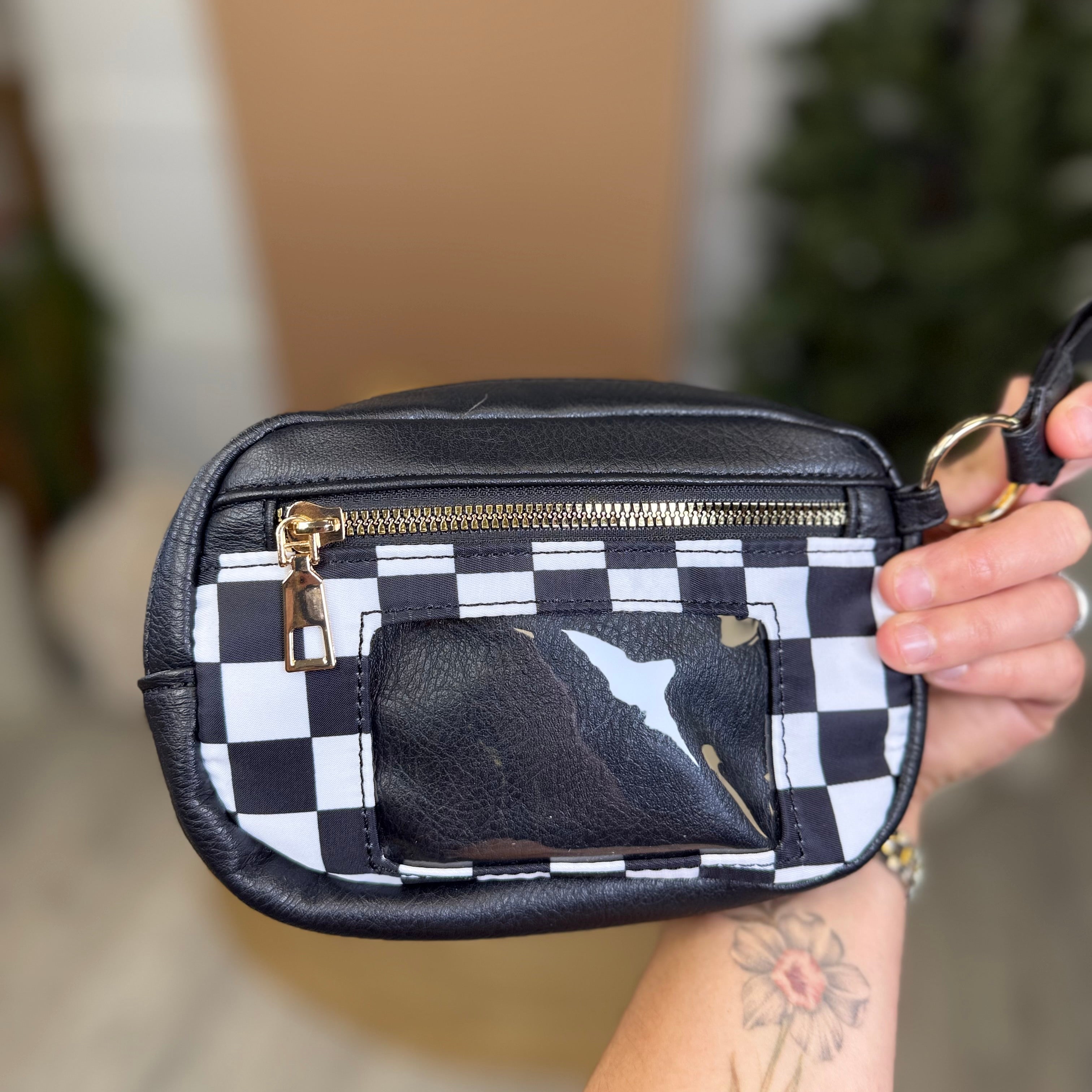 Checkered Vibes Everyday Wristlet-320 Bags-Heathered Boho-Heathered Boho Boutique, Women's Fashion and Accessories in Palmetto, FL
