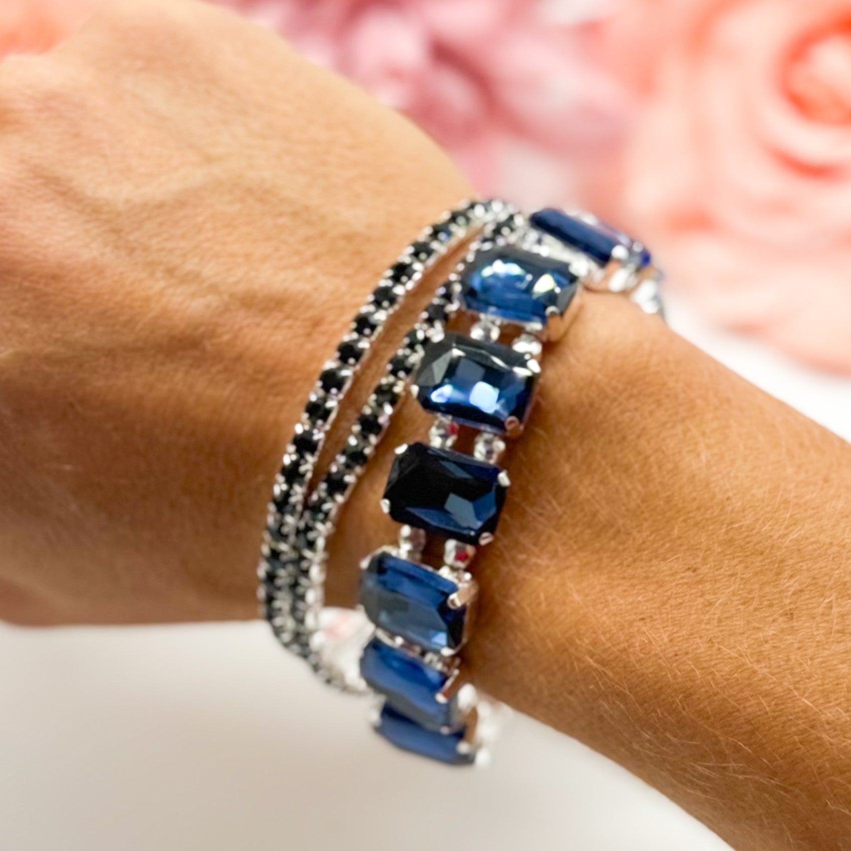 Colored Rhinestone Three Piece Bracelet Set-310 Jewelry-RM Manufacturing-Heathered Boho Boutique, Women's Fashion and Accessories in Palmetto, FL