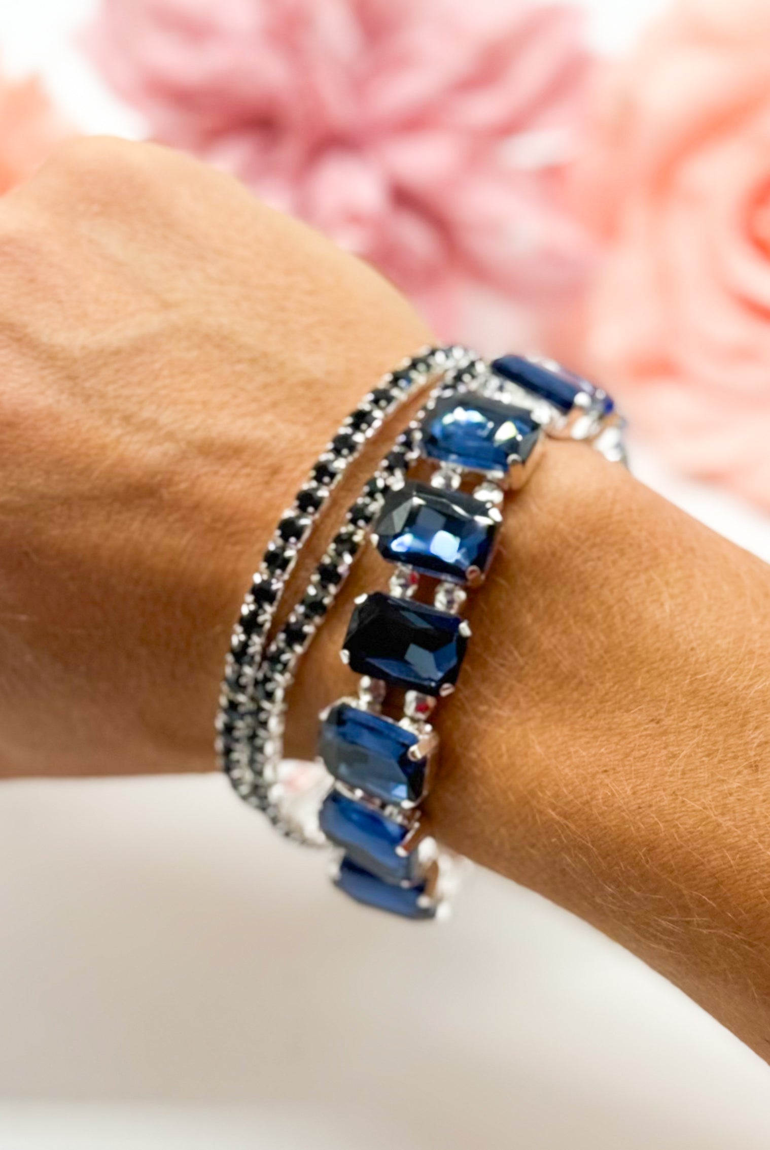 Colored Rhinestone Three Piece Bracelet Set-310 Jewelry-RM Manufacturing-Heathered Boho Boutique, Women's Fashion and Accessories in Palmetto, FL