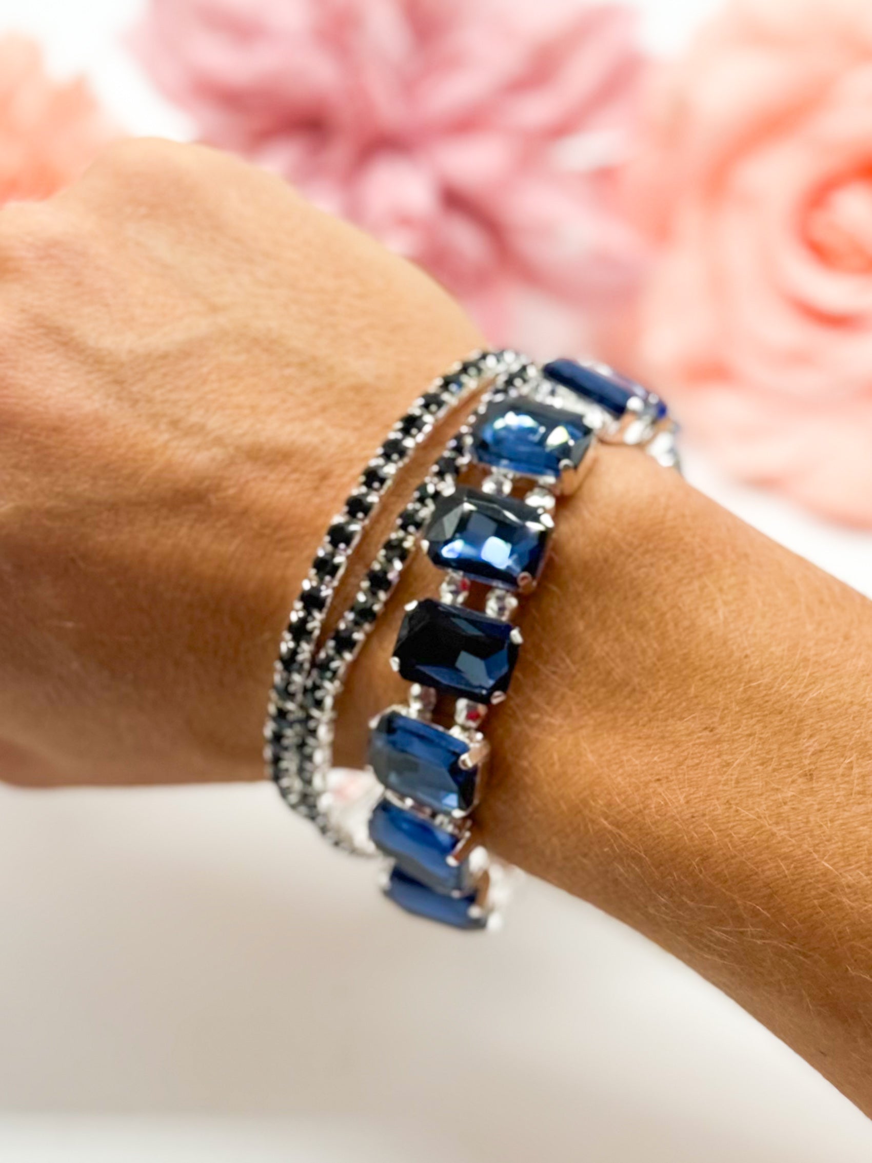 Colored Rhinestone Three Piece Bracelet Set-310 Jewelry-RM Manufacturing-Heathered Boho Boutique, Women's Fashion and Accessories in Palmetto, FL