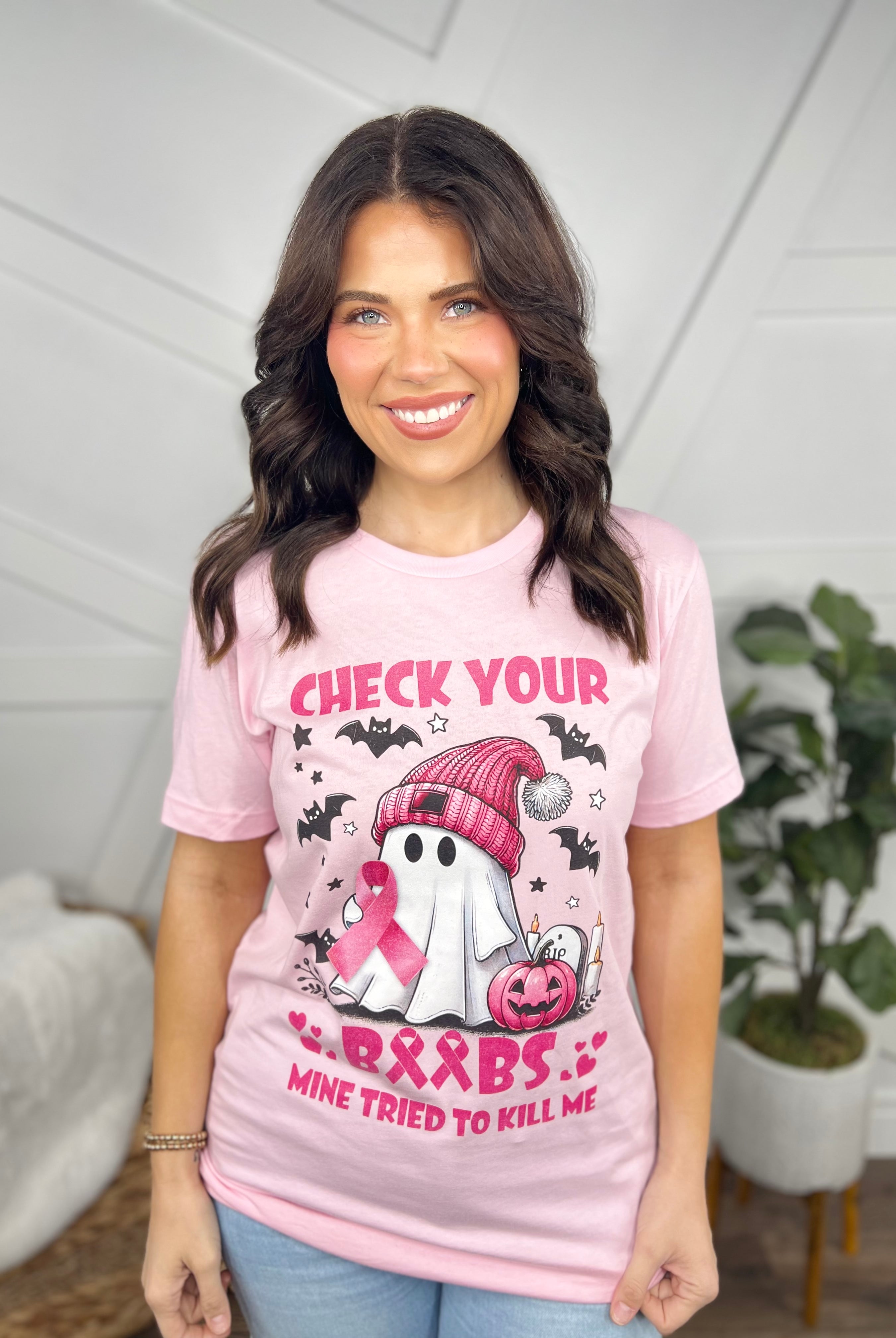 Check Your Boobs Graphic Tee-130 Graphic Tees-Heathered Boho-Heathered Boho Boutique, Women's Fashion and Accessories in Palmetto, FL