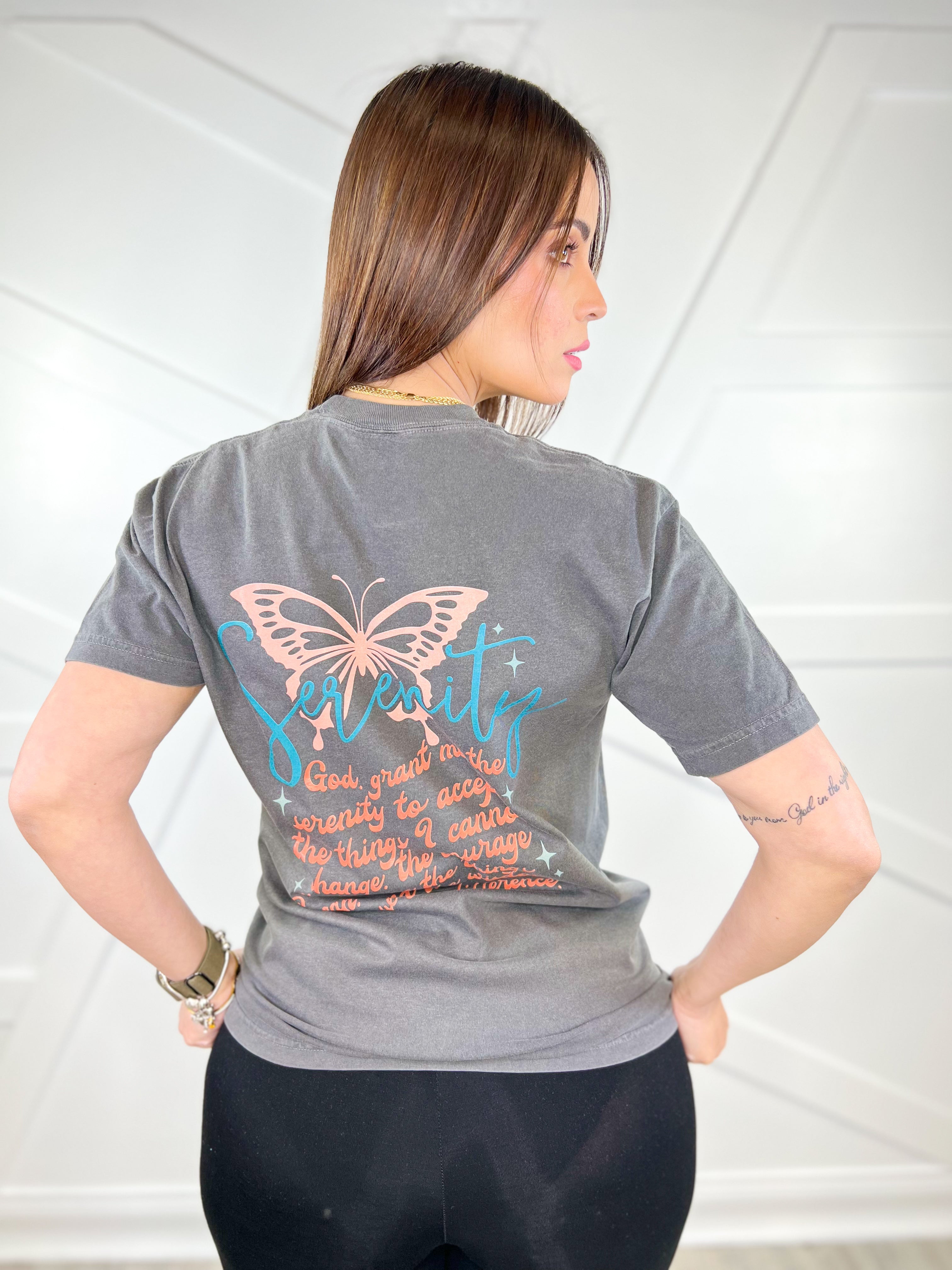Serenity Prayer Graphic Tee-130 Graphic Tees-Heathered Boho-Heathered Boho Boutique, Women's Fashion and Accessories in Palmetto, FL