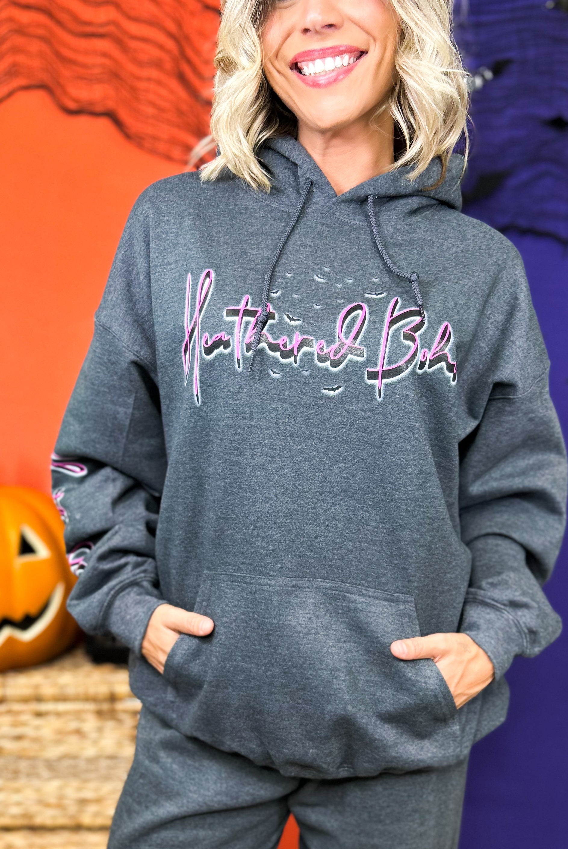 Boho Halloween 2026 Graphic Hoodie-210 Hoodies-Heathered Boho-Heathered Boho Boutique, Women's Fashion and Accessories in Palmetto, FL