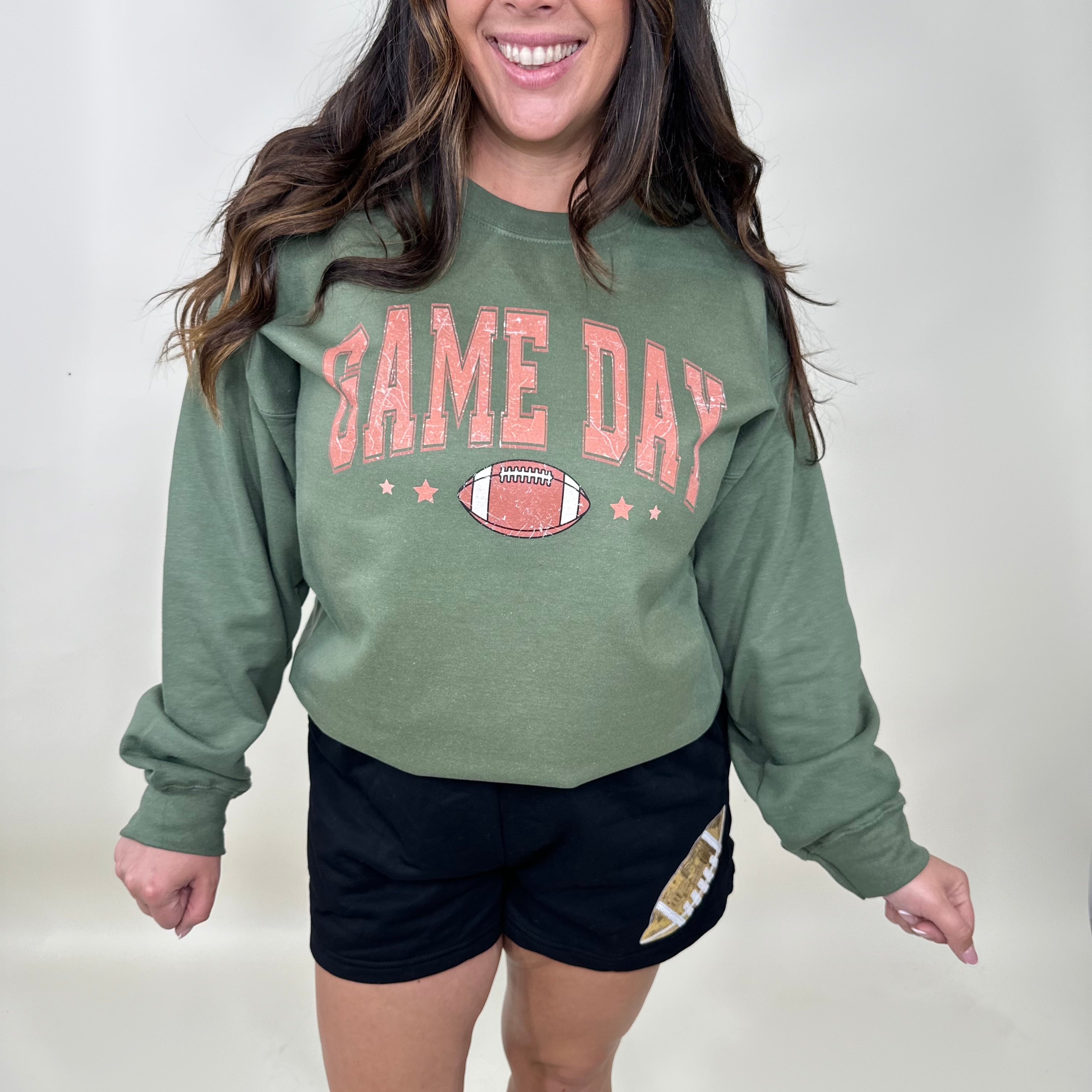 Preppy Game Day Football Graphic Sweatshirt-130 Graphic Tees-Heathered Boho-Heathered Boho Boutique, Women's Fashion and Accessories in Palmetto, FL
