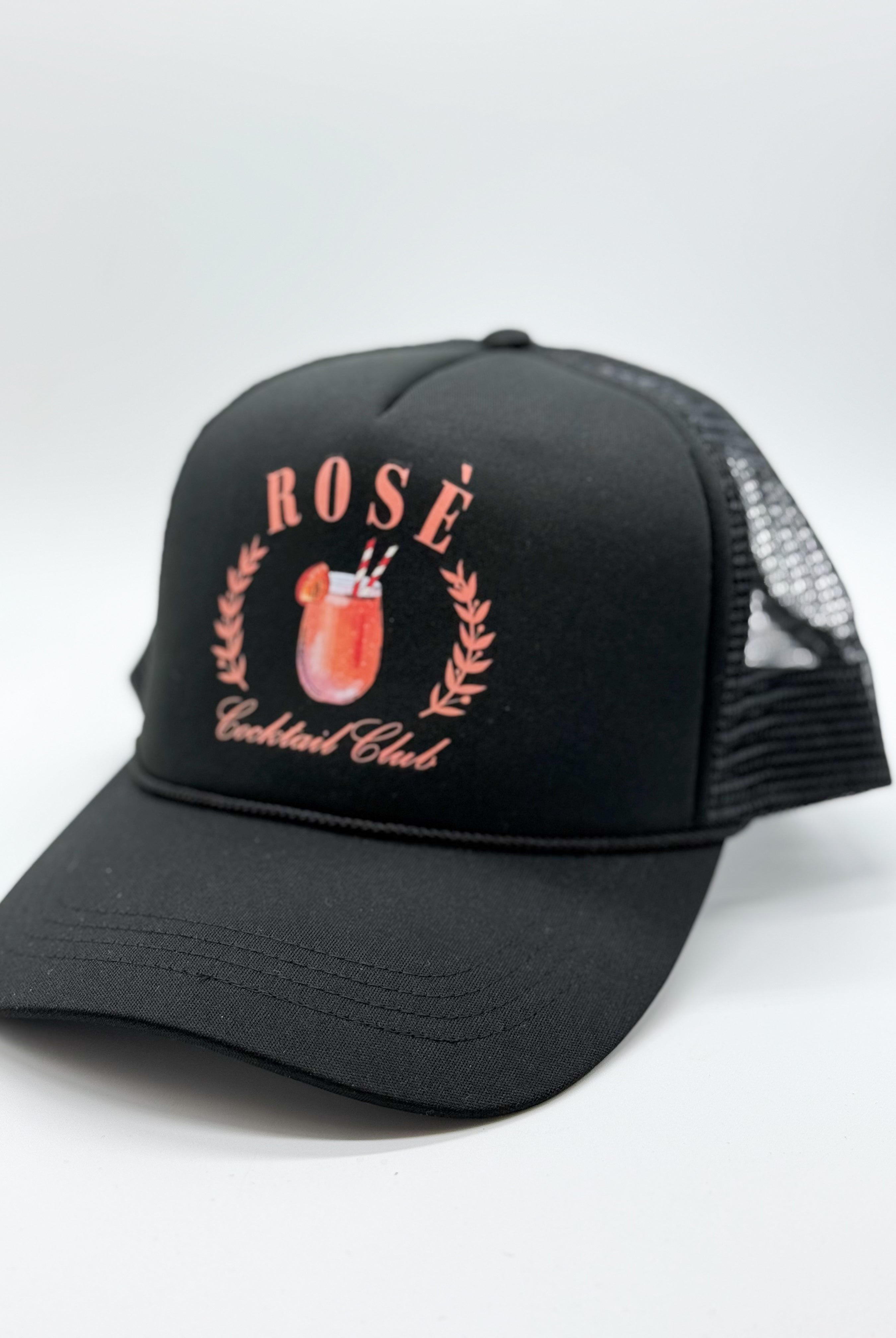 Rose Cocktail Club Trucker Hat-330 Headwear-David And Young-Heathered Boho Boutique, Women's Fashion and Accessories in Palmetto, FL
