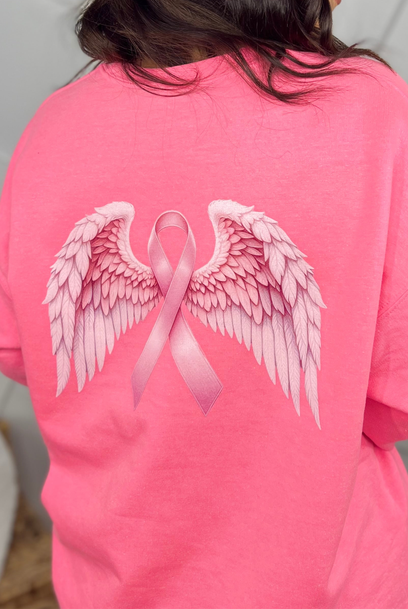 BCA Angel Wings Graphic Sweatshirt - Safety Pink-125 Sweater-Heathered Boho-Heathered Boho Boutique, Women's Fashion and Accessories in Palmetto, FL